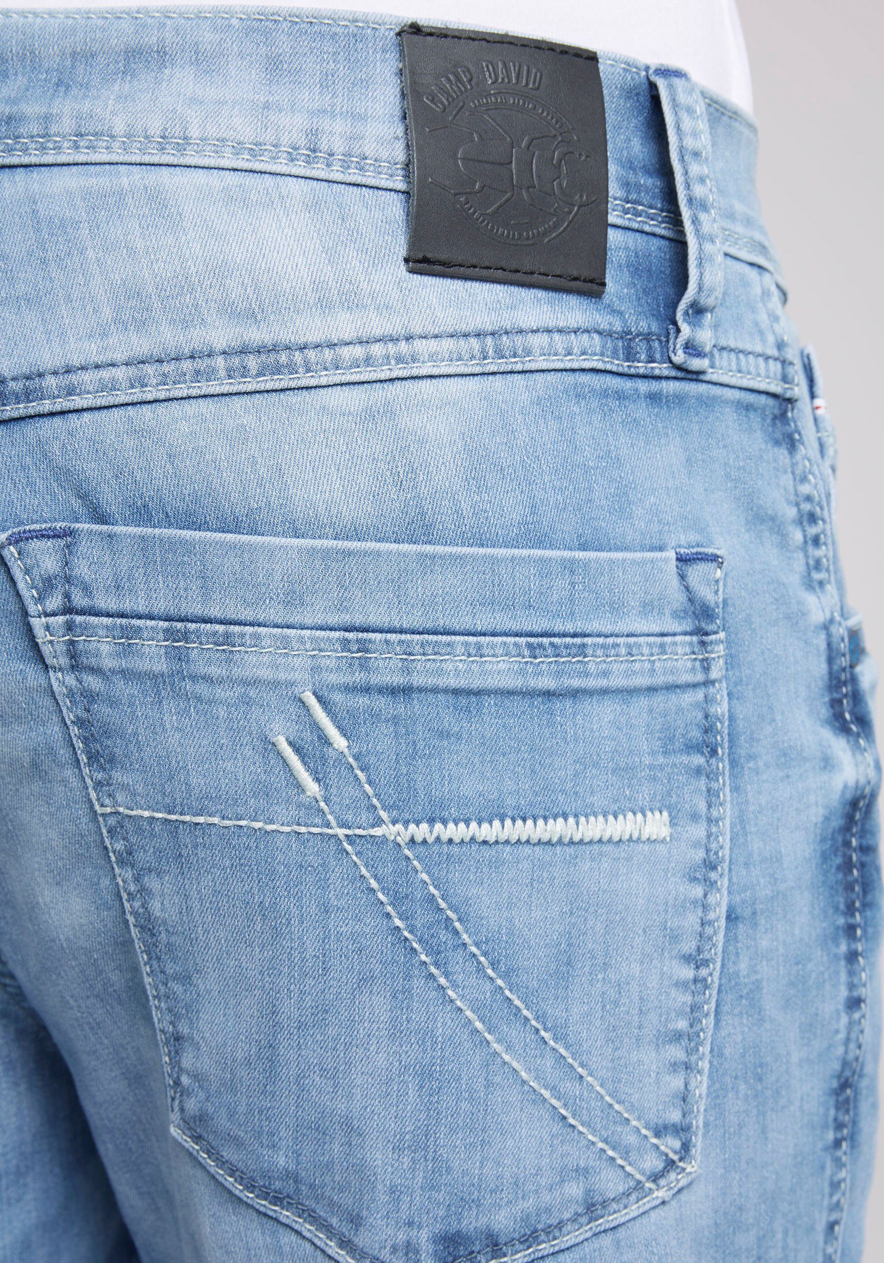 wash DAVID mit Nähten dünnen CAMP 5-Pocket-Jeans blue