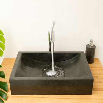 wohnfreuden Aufsatzwaschbecken Andesit Waschbecken PERAHU schwarz 50 cm (Kein Set), 4_591