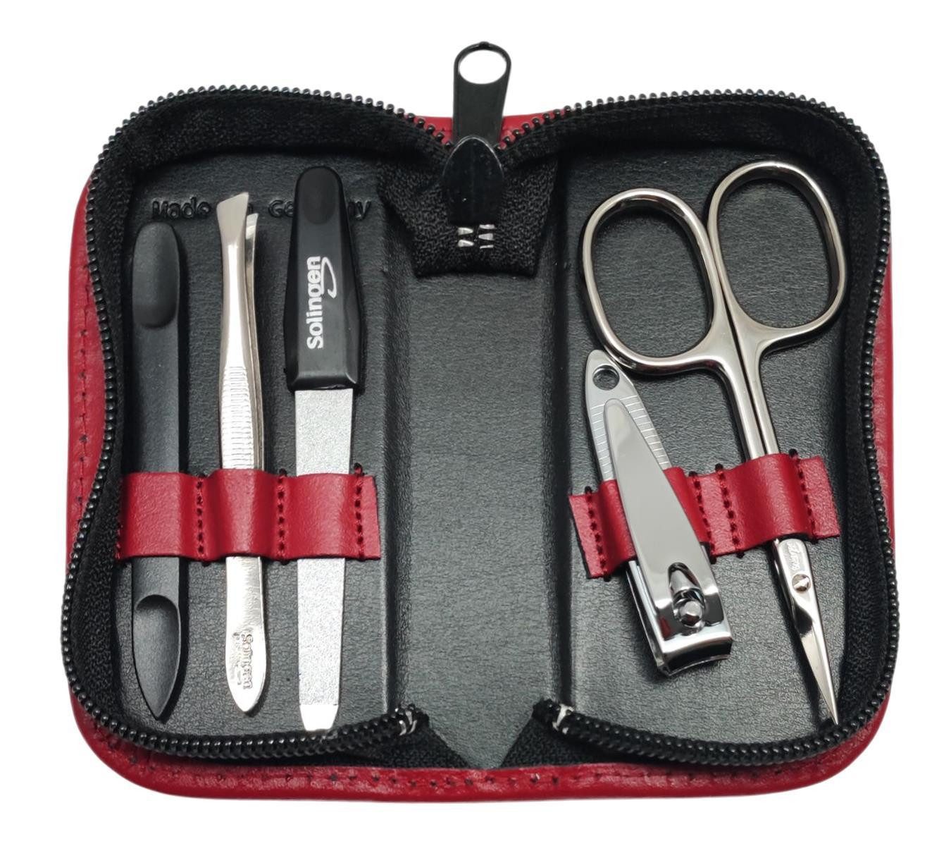 EloModa Maniküre-Etui 5-tlg Maniküre-Set aus Echtleder – Made in Germany, Solingen Instrume, 5 tlg., Made in Germany