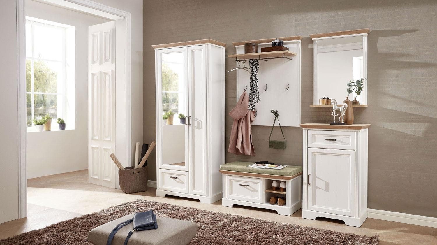 Innostyle Garderoben-Set Garderobenset 3 Jasmin Garderobe Pinie hell und Artisan Eiche 281x204