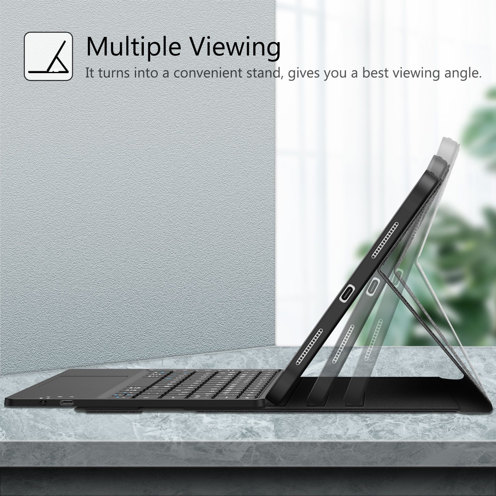 Fintie Tablet-Hülle für iPad 11. Generation 2025 11"(A16), iPad 10. Generation 2022 10.9", mit magnetischer Abnehmbarer Deutscher Touchpad Tastatur-QWERTZ Layou – Bild 4 von 5