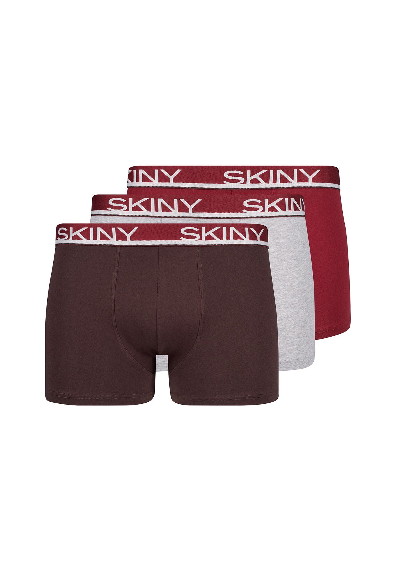 Skiny Boxer Herren Boxer Shorts 3er Pack - Trunks, Pants Bordeaux/Hellgrau/Rot