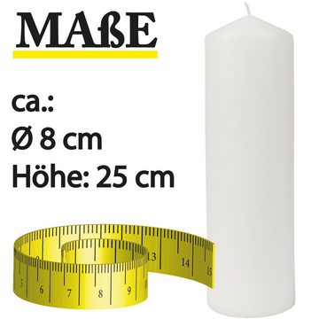 HS Candle Stumpenkerze Blockkerze (2-tlg), Wachskerzen Ø8cm x 25cm - Kerze in vielen Farben
