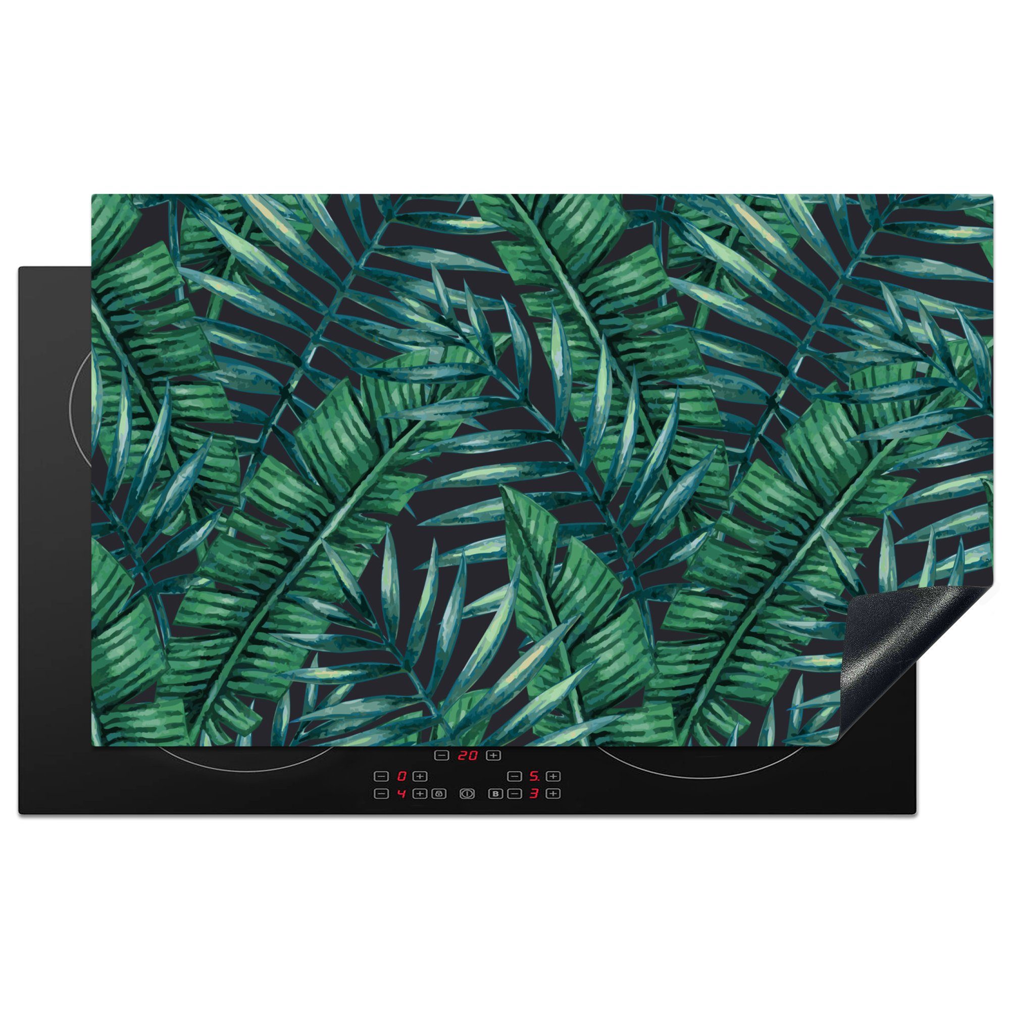 MuchoWow Herdblende-/Abdeckplatte Blätter - Tropisch - Dschungel, Vinyl, (1 tlg), 83x51 cm, Ceranfeldabdeckung, Arbeitsplatte für küche