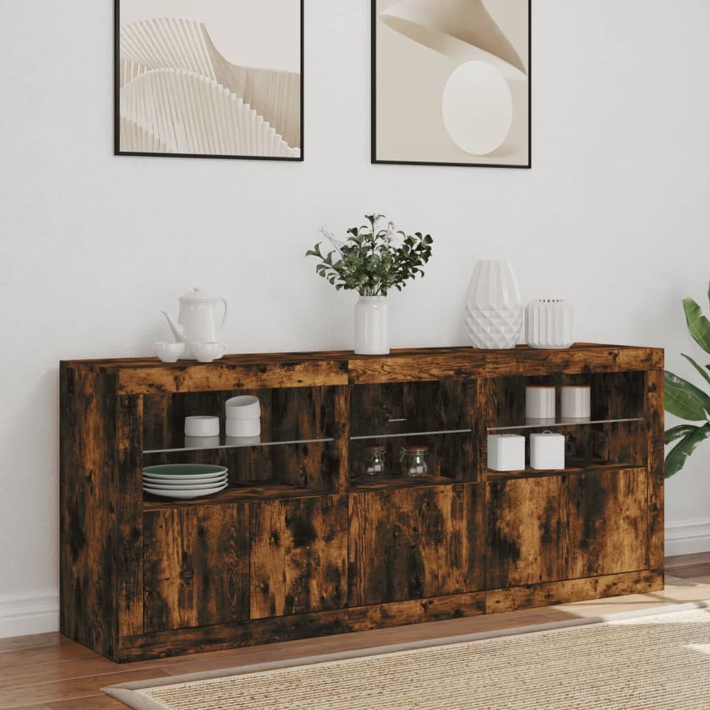 vidaXL Sideboard Sideboard mit LED-Leuchten Räuchereiche günstig online kaufen