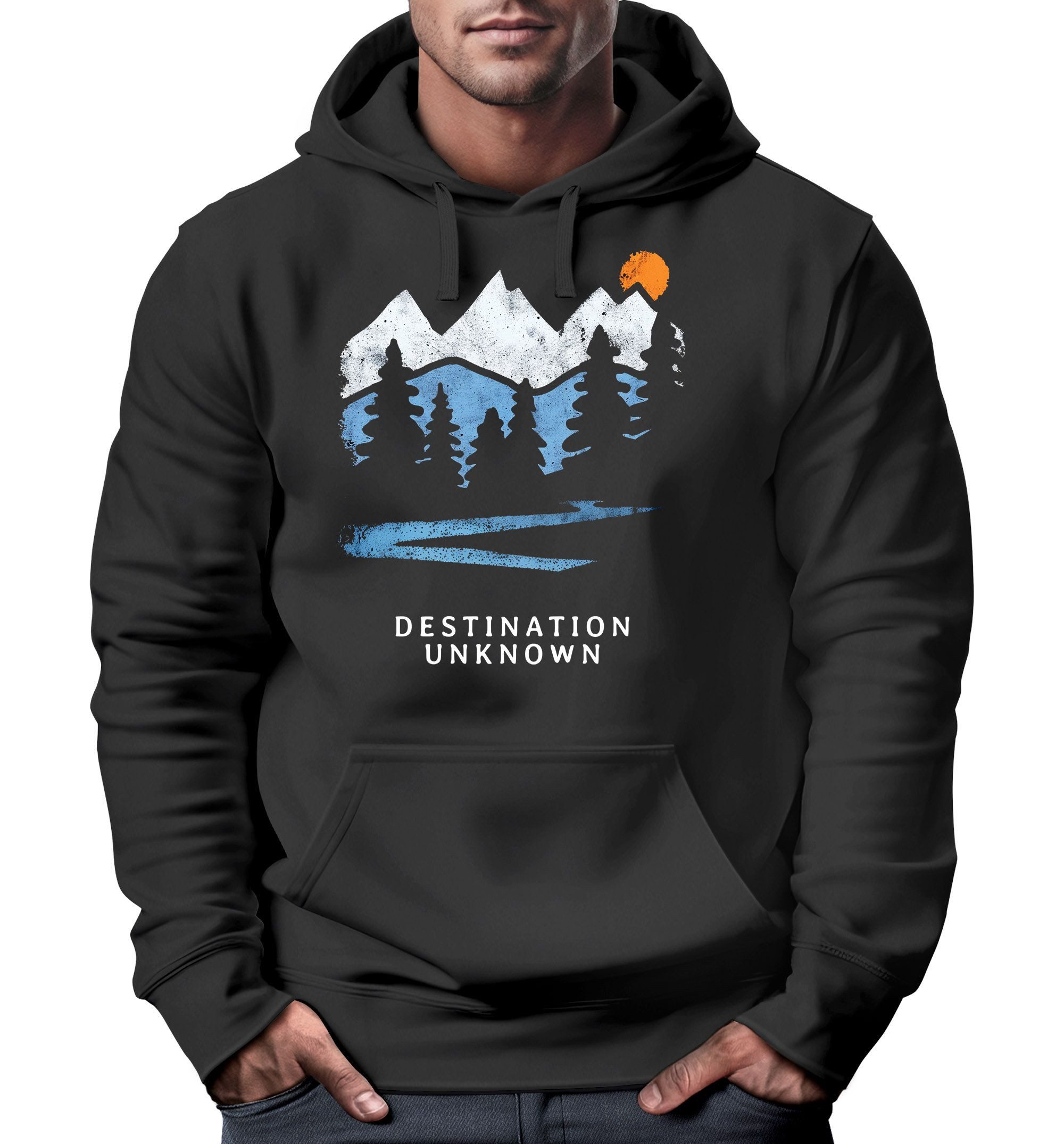 Hoodie Hoodie Herren Berge Wandern Adventure Outdoor Minimalistischer