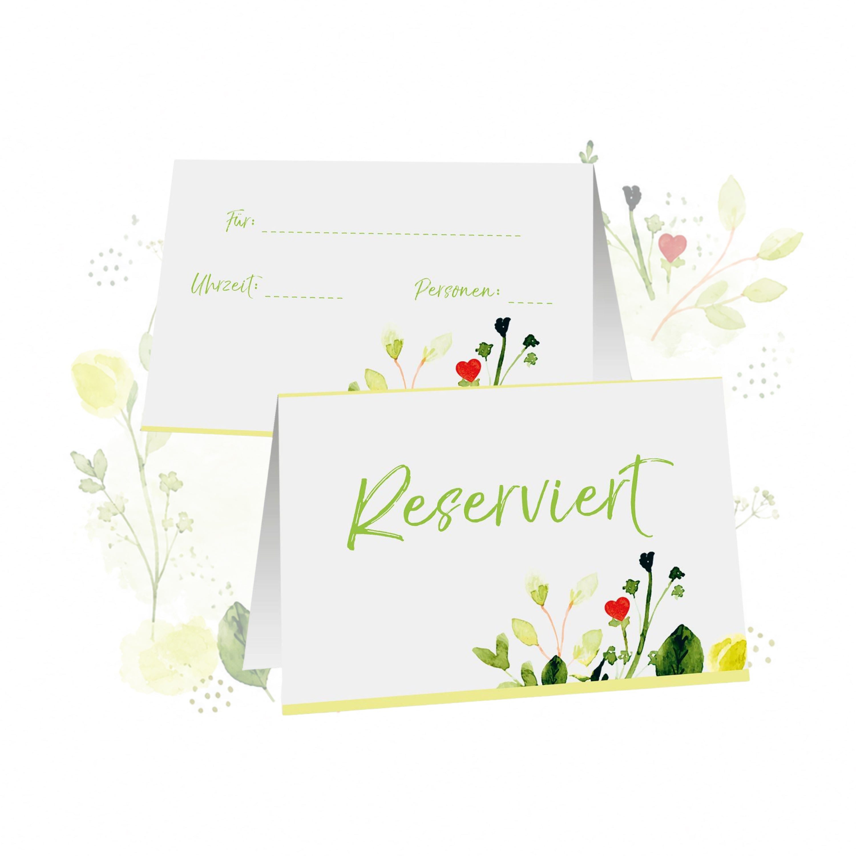 Logbuch-Verlag Klappkarte Tischkarten „Reserviert“ 25er-Set A7, ca. 10,5 x 7,4 cm, beschreibbar