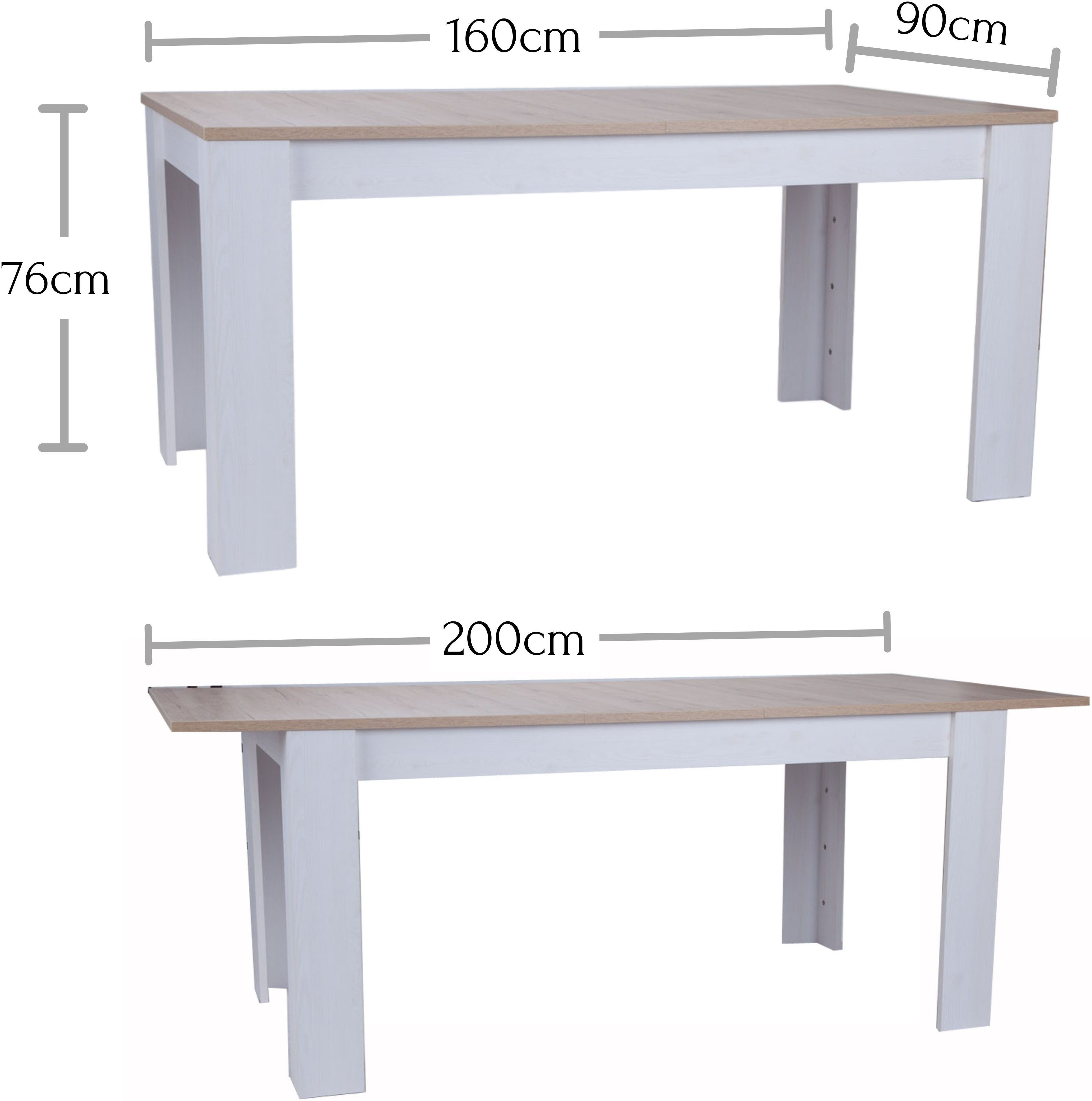 Stolkom Sp.z.o.o. Esstisch Romance Esszimmertisch Landhaustil, BxHxT 160-20 günstig online kaufen
