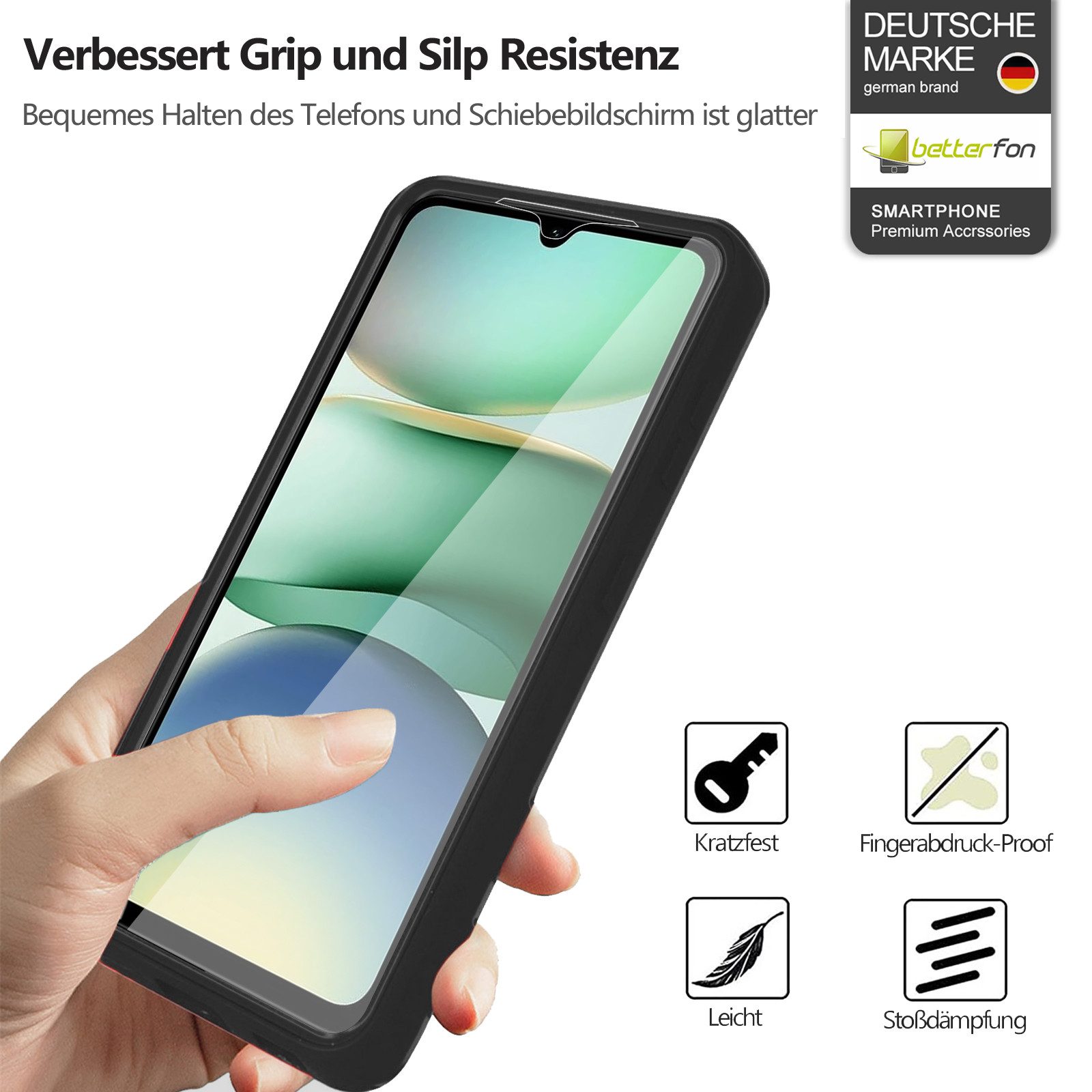 betterfon Handyhülle für Xiaomi Redmi A5 2-teiliges 360° TPU Schutzcase, Rundumschutz mit integrierter Displayabdeckung und klarer Sicht