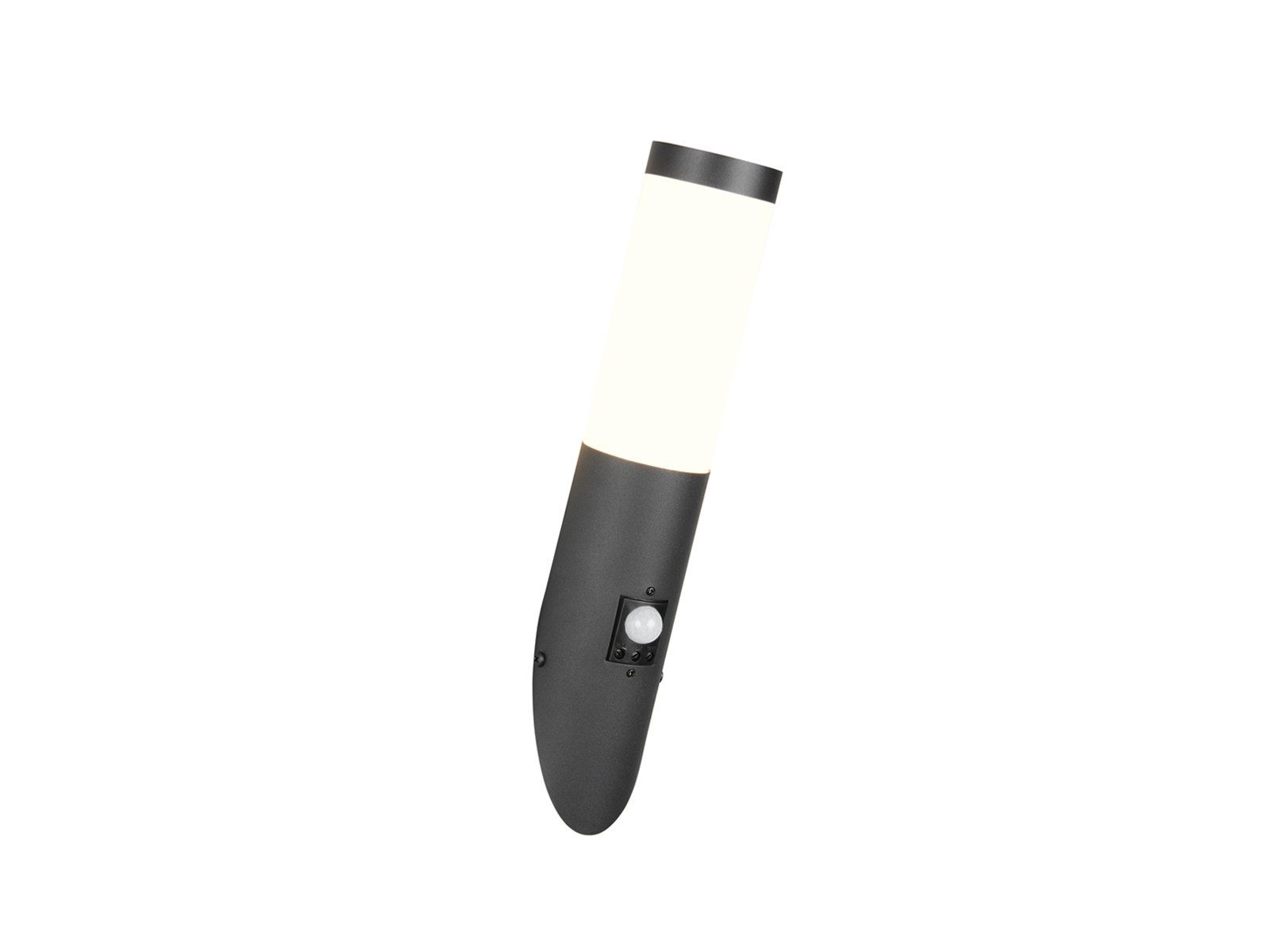TRIO Leuchten LED Außen-Wandleuchte, mit Bewegungsmelder, LED wechselbar, warmweiß, Haus-beleuchtung Einfahrt & Haus-wand aus Edelstahl in Schwarz, H:39cm
