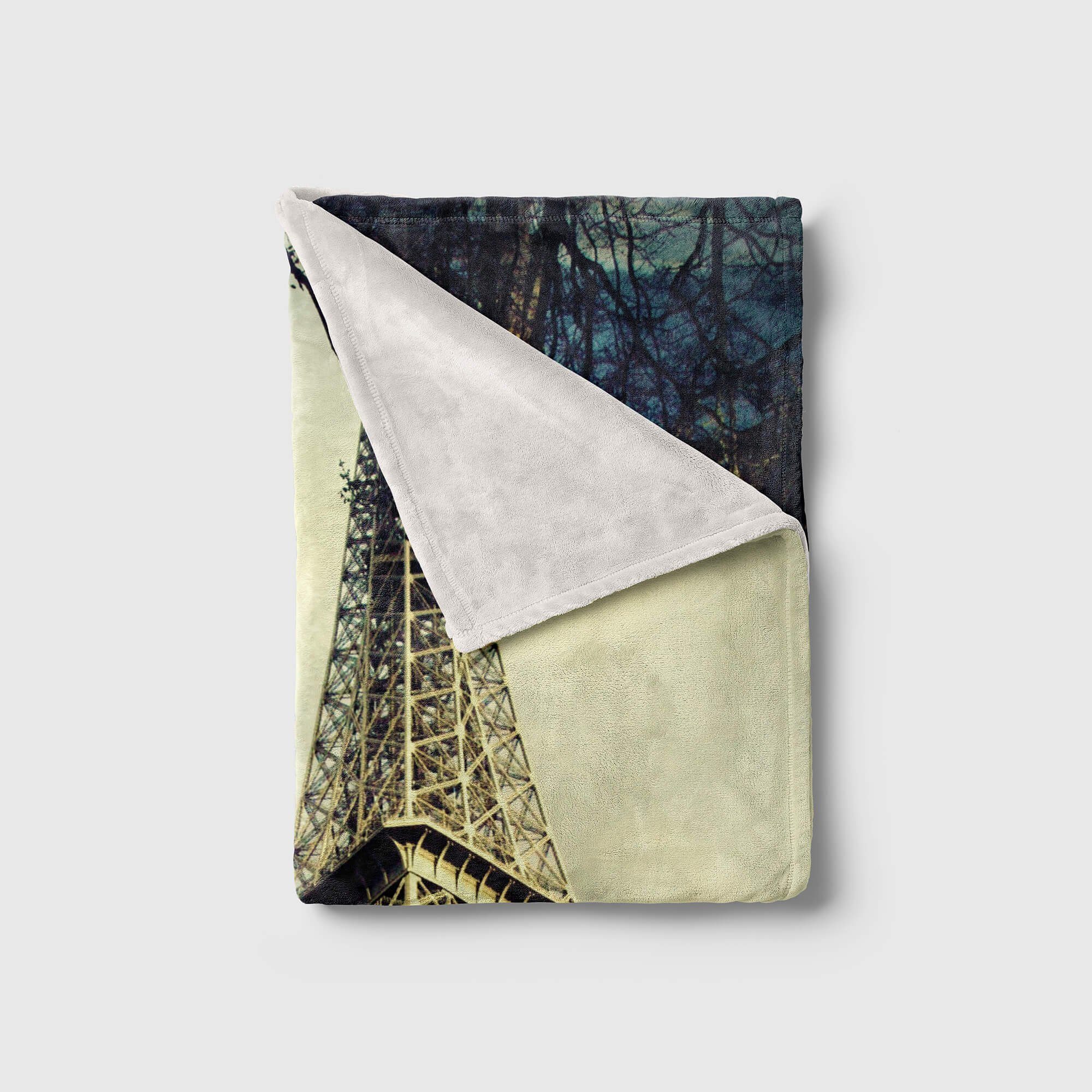 H, Sinus Kuscheldecke Fotomotiv Eiffelturm (1-St), Handtuch Art mit Saunatuch Paris Strandhandtuch Handtücher Handtuch Baumwolle-Polyester-Mix