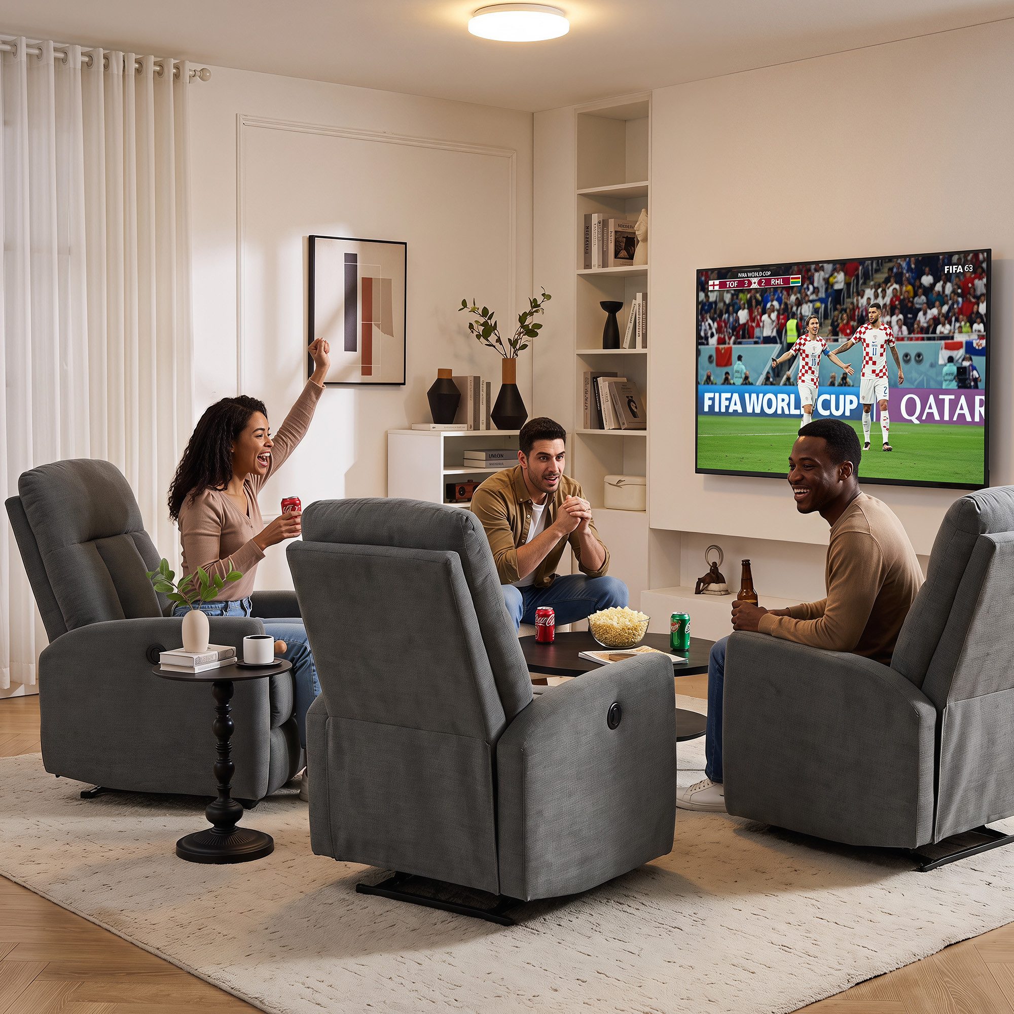 CANMOV TV-Sessel Elektrischer Relaxsessel, mit verstellbare Rückenlehne und Fußstütze (2-St), Fernsehsessel mit Liegefunktion, 110*74*95cm – Bild 3 von 5
