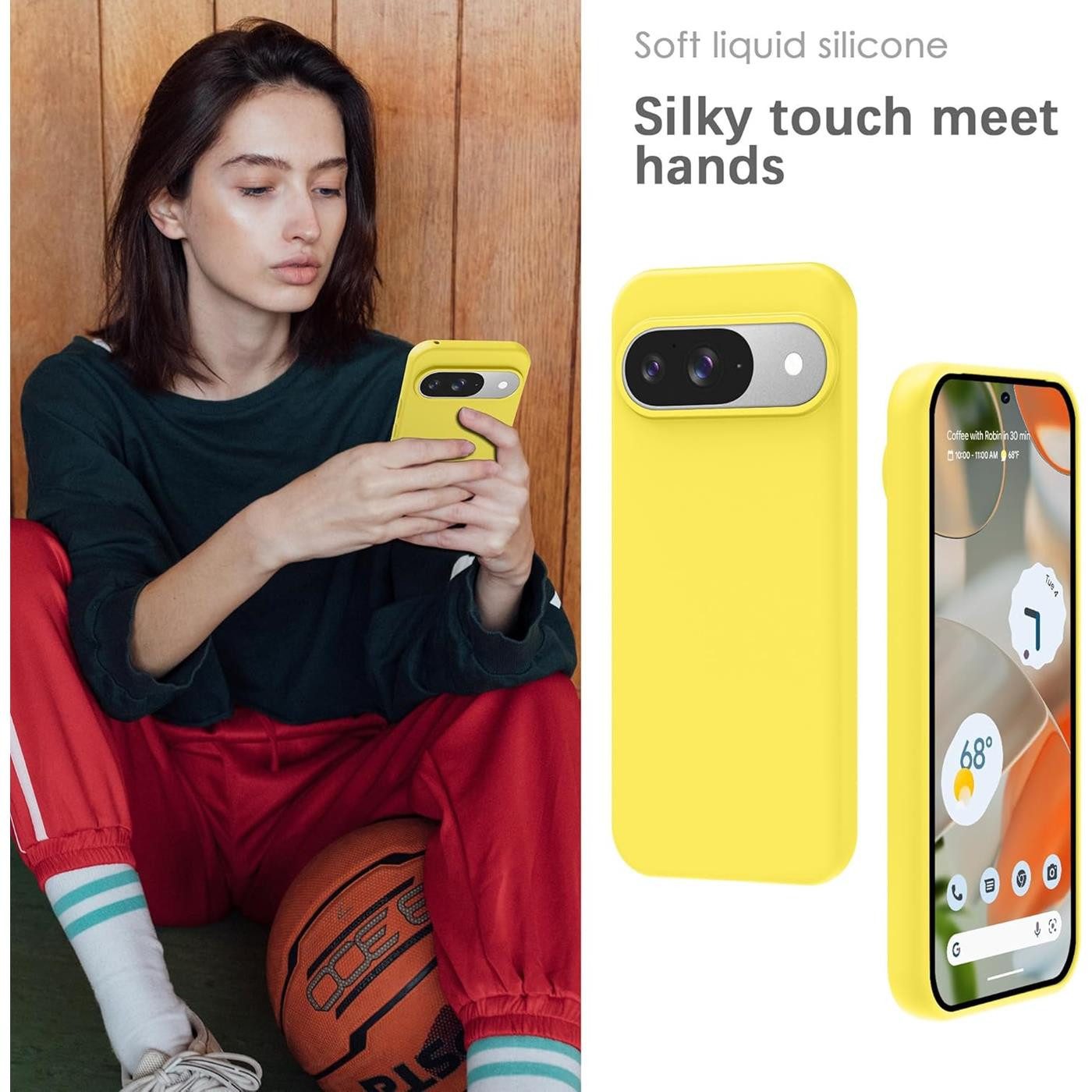 CoolGadget Handyhülle Silikon Colour Series Slim Case für Google Pixel 9 6,3 Zoll, Hülle weich Handy Cover für Pixel 9 Schutzhülle Innenfleece – Bild 5 von 5