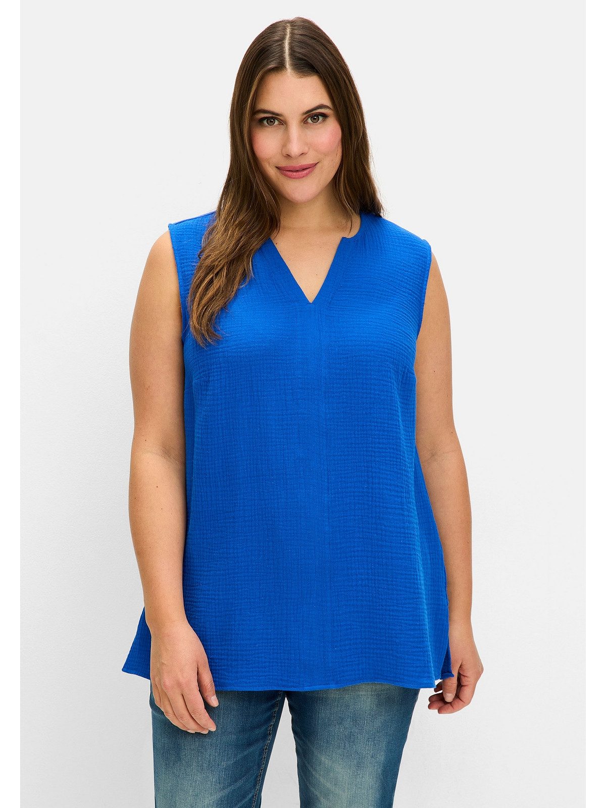 Sheego Tanktop Große Größen aus Musselin, günstig online kaufen
