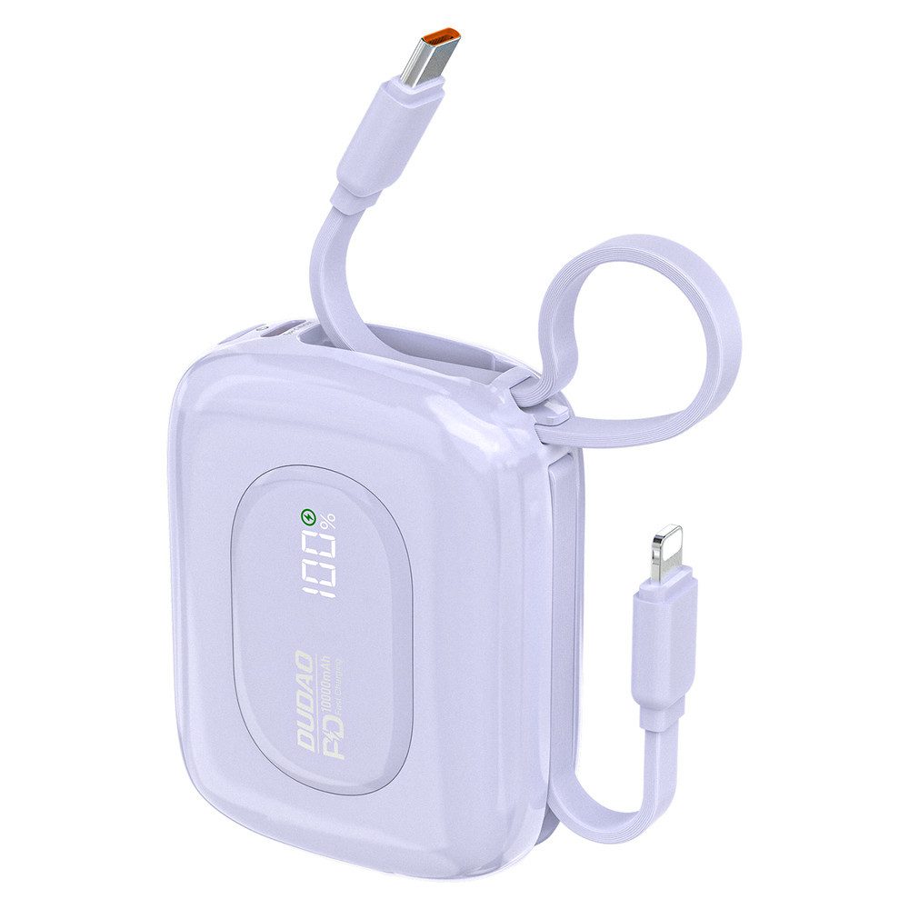 Dudao Taschenakku Schnelllader Powerbank 10000 mAh (1 St), 22,5W PD-Laden, USB-C & Lightning Kabel integriert