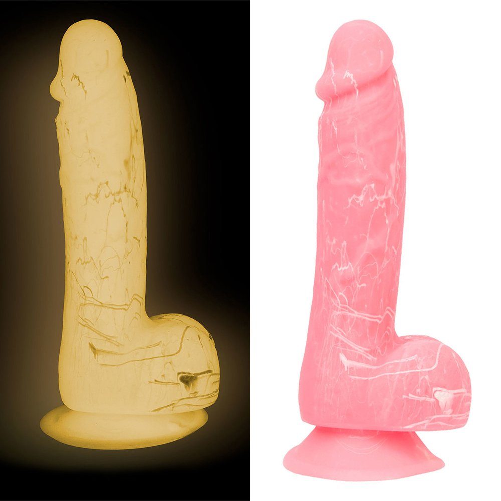 Hoden Dildo Leuchtet Dunkeln Dildo the Glow Sandritas im dark in Saugfuß Saugnapf Rosa