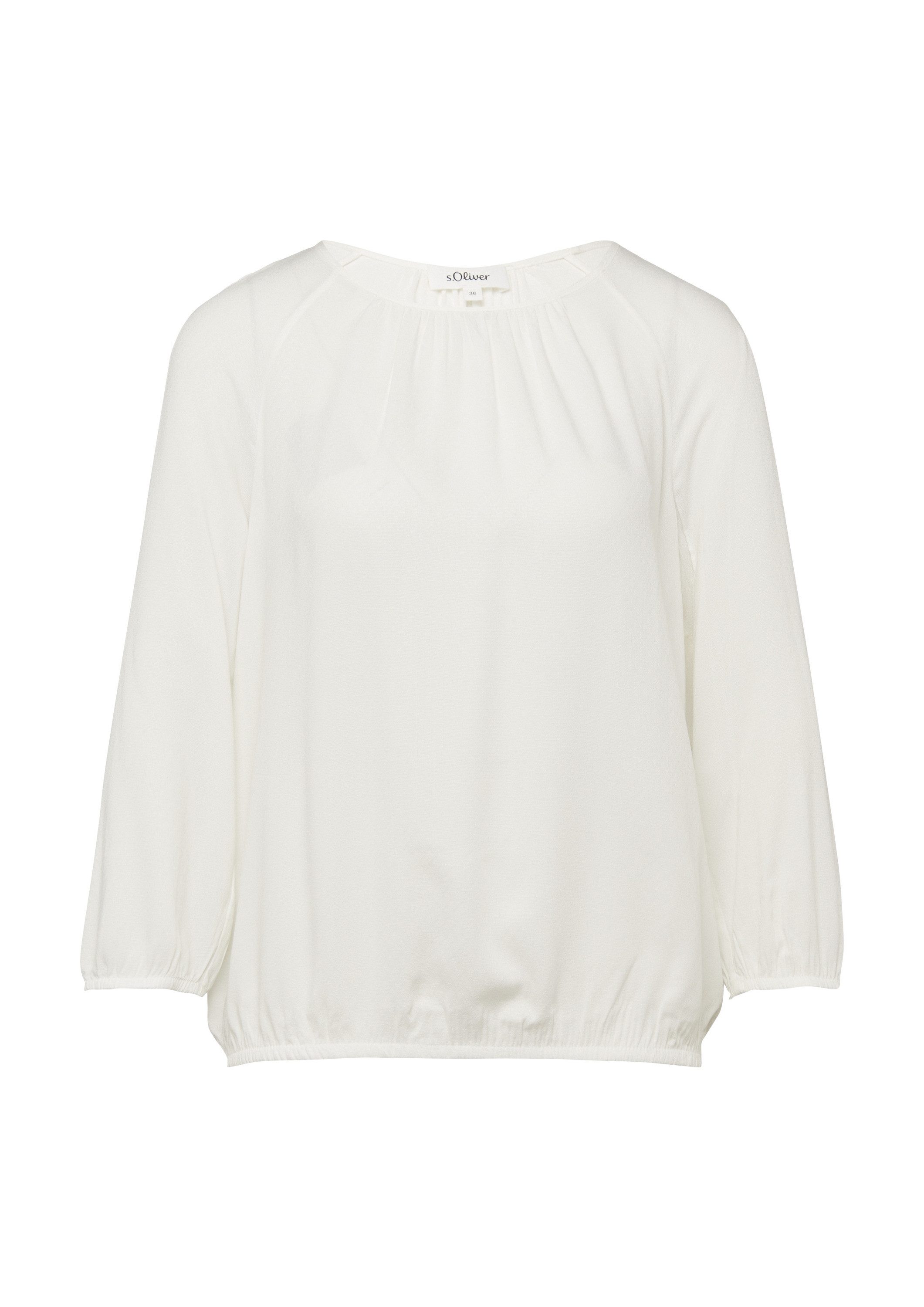 s.Oliver Kurzarmbluse Bluse Strukturierte Viskose-Bluse mit Raff-Details günstig online kaufen