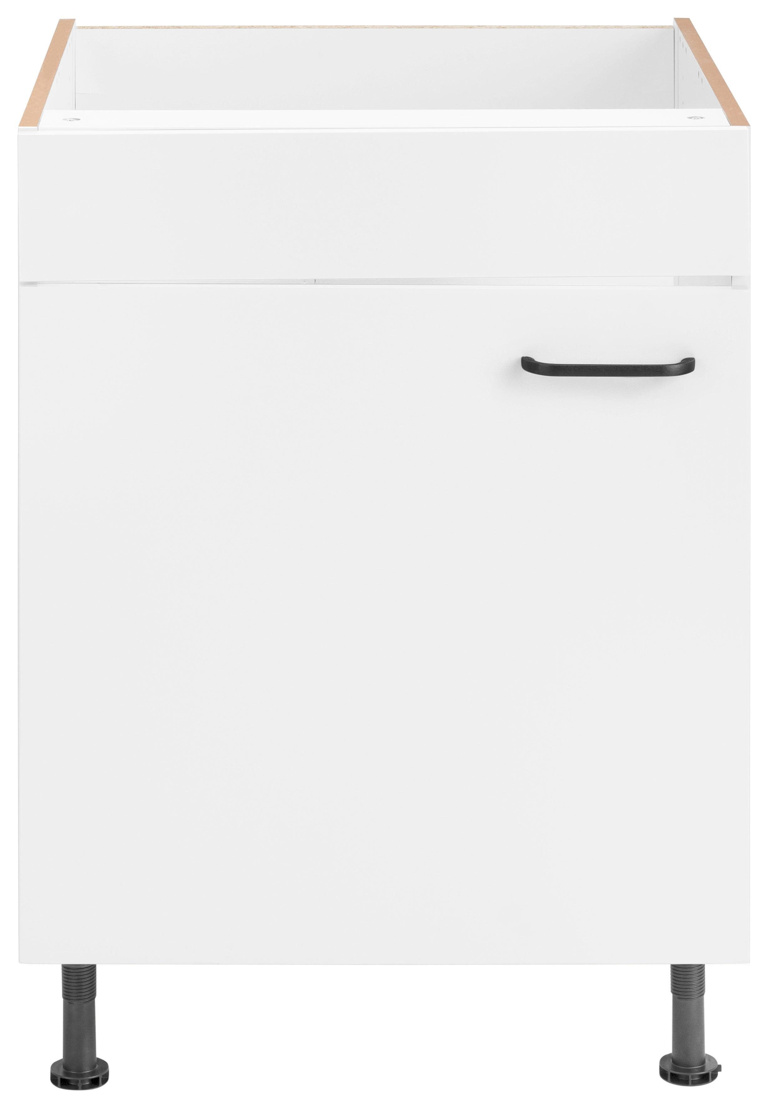 OPTIFIT Spülenschrank Elga Soft-Close-Funktion, Breite | cm 60 weiß/weiß Füßen, mit höhenverstellbaren weiß