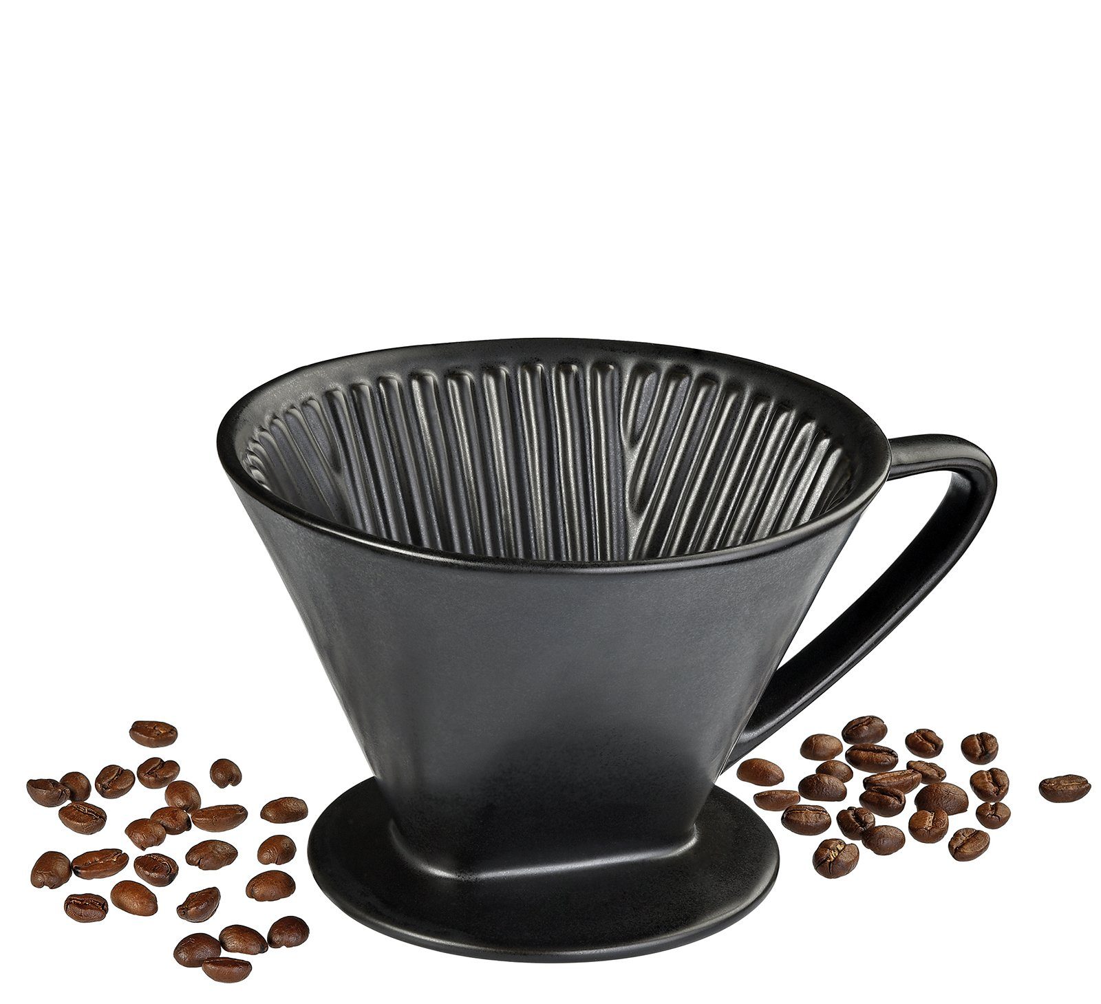 Cilio Kaffeefilter Permanentfilter Schwarz 4 matt Matt Kaffeebereiter Porzellanfilter Schwarz, Größe