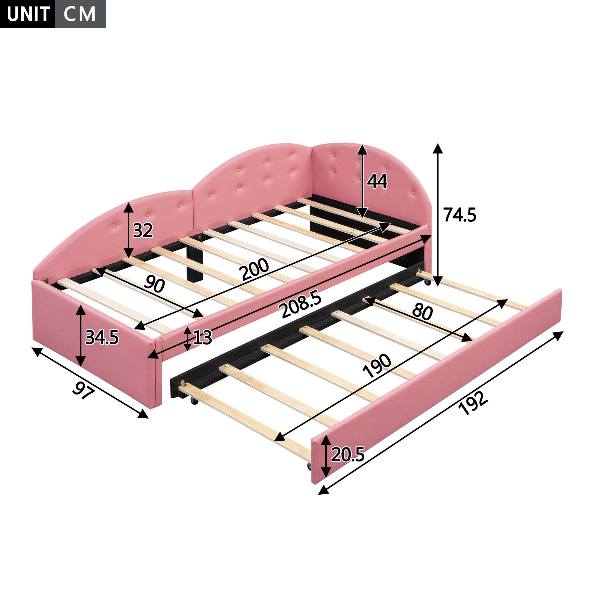 Flieks Daybett, Schlafsofa Polsterbett Einzelbett 90x200cm mit Ausziehbett günstig online kaufen