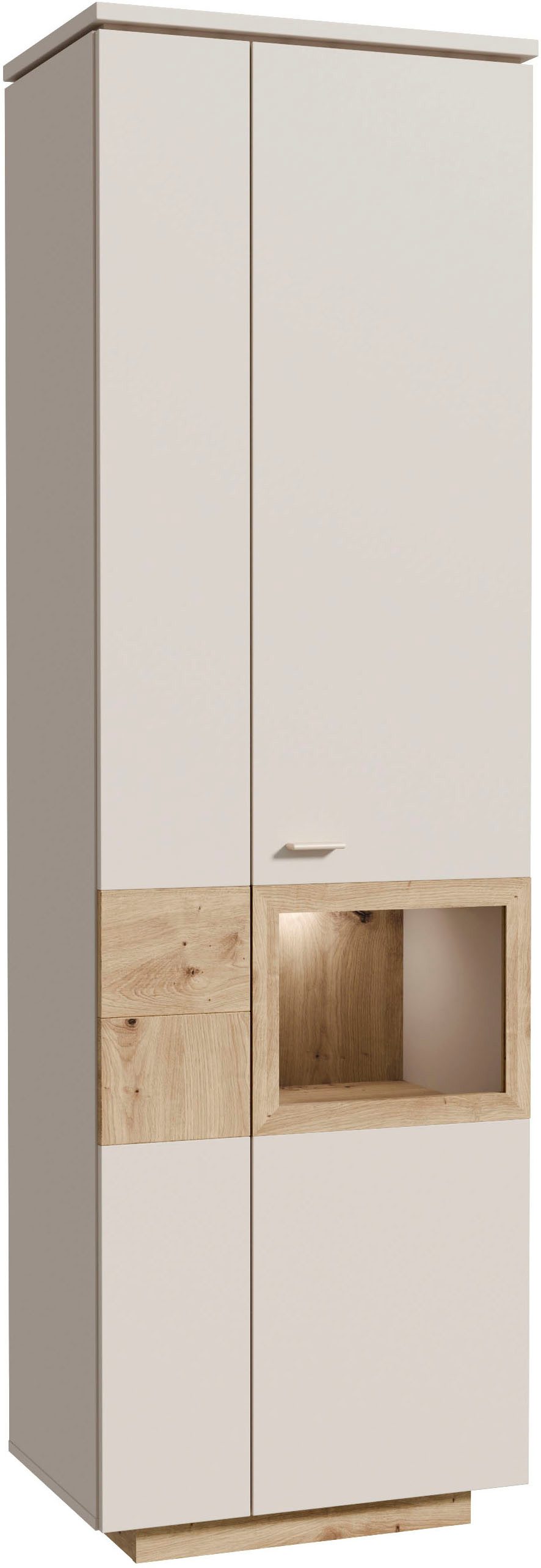 FORTE Vitrine Louoto, Stauraumvitrine, Standvitrine, Stauraumschrank Türanschlag rechts oder links wechselbar, mit Soft Close, Höhe 197,2cm