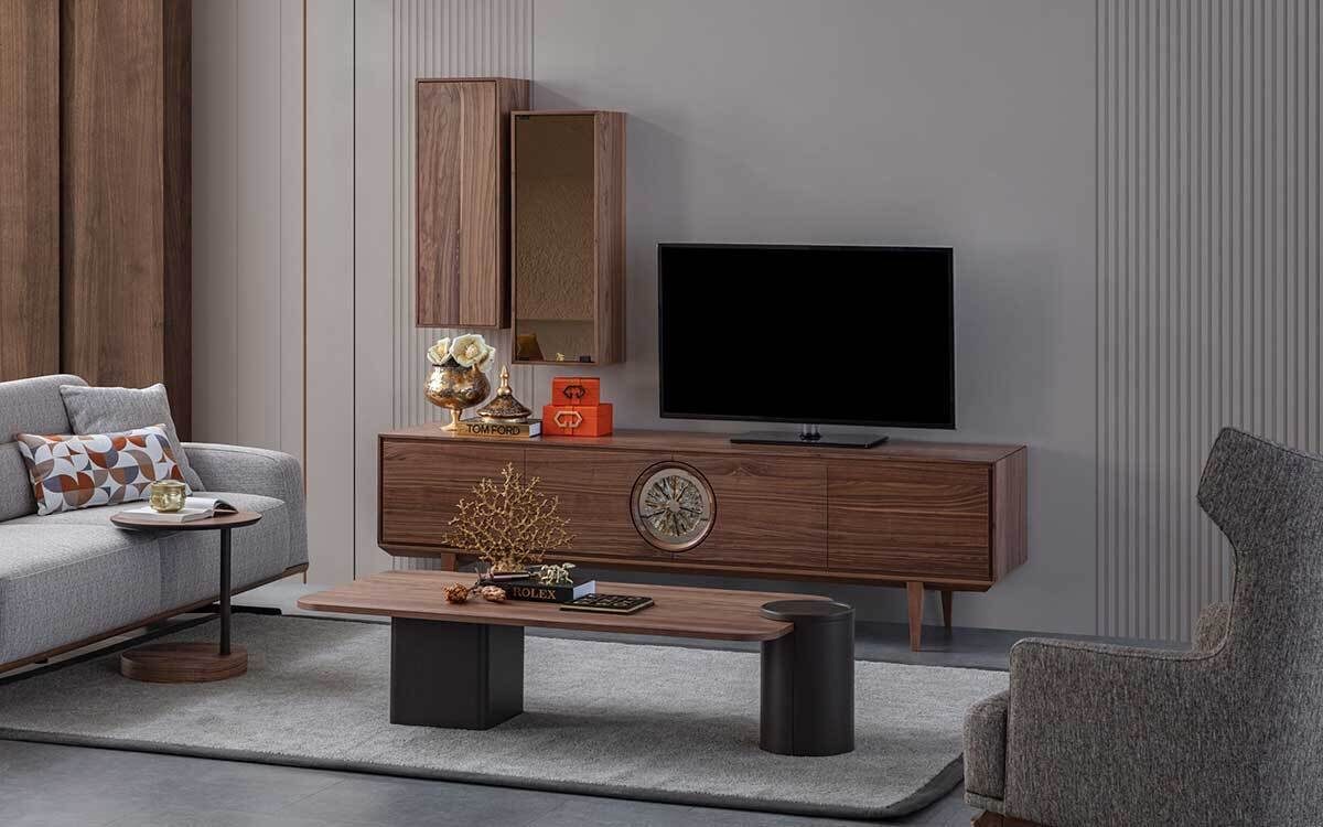 Modern Exquisite Luxus, Made 2x Wohnzimmer RTV Wohnzimmer-Set Europe Set RTV JVmoebel + In Wandschrank
