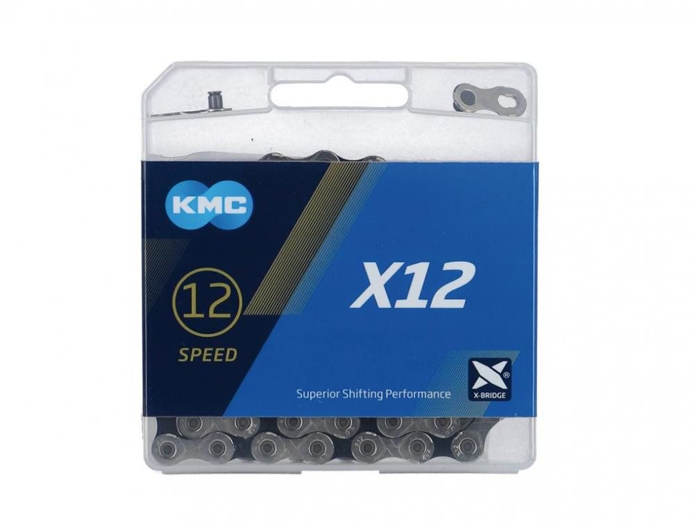 Fahrradkette KMC Fahrradkette Kette X12 silber schwarz für 12-fach 126-Glieder