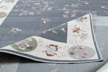 Teppich Cherina GF-130, Gino Falcone, rechteckig, Höhe: 8 mm, zartes Blüten Design, mit Bordüre, leichter Glanz, 100 % Viskose