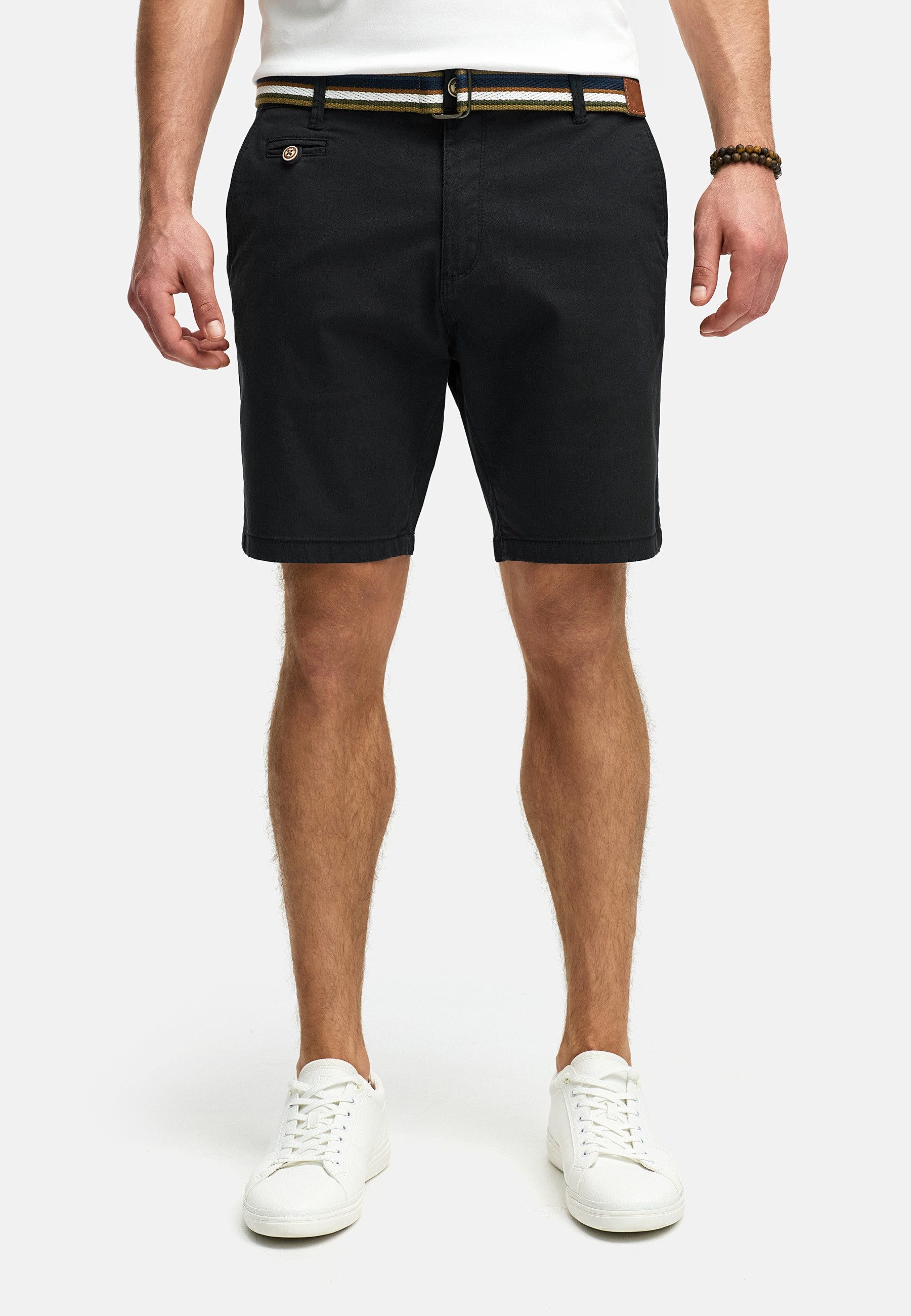 INDICODE Chinoshorts Herren INThews Chino Shorts Herrenshorts aus Twill mit passendem Gürtel