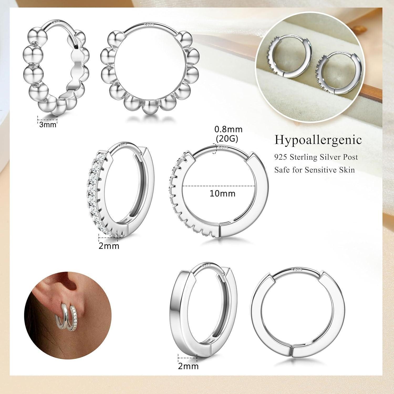 LuxusKollektion Schmuckset 3 Paar Ohrringe Damen Creolen Silber 925 Goldene günstig online kaufen