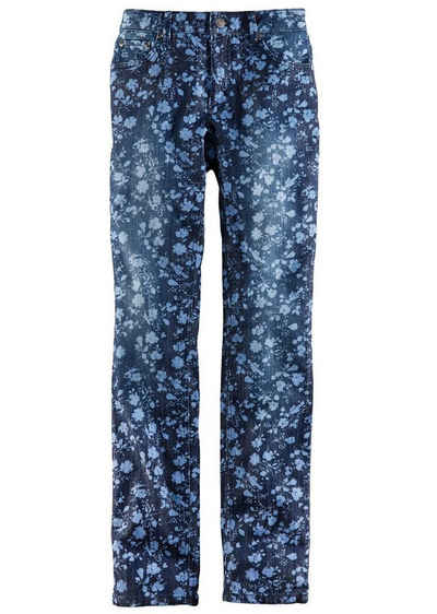 YESET Chinohose Damen Stretch Джинси Hose Blumen Muster Chino blau 950379