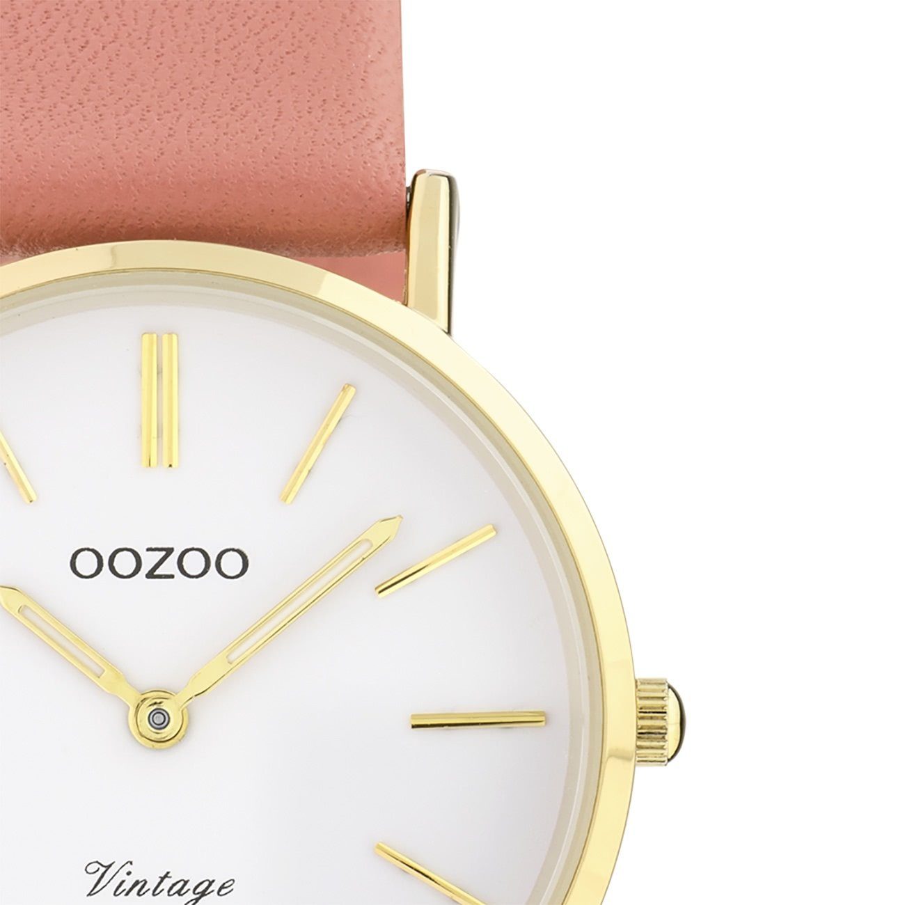 OOZOO Quarzuhr Oozoo Damen 32mm) Lederarmband, Armbanduhr mittel (ca. Damenuhr rosa, rund, Fashion-Style