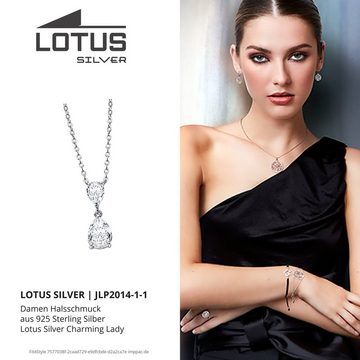 LOTUS SILVER Silberkette Lotus Silver Tropfen Halskette (Halskette), Damen Kette Tropfen aus 925 Sterling Silber, silber, weiß