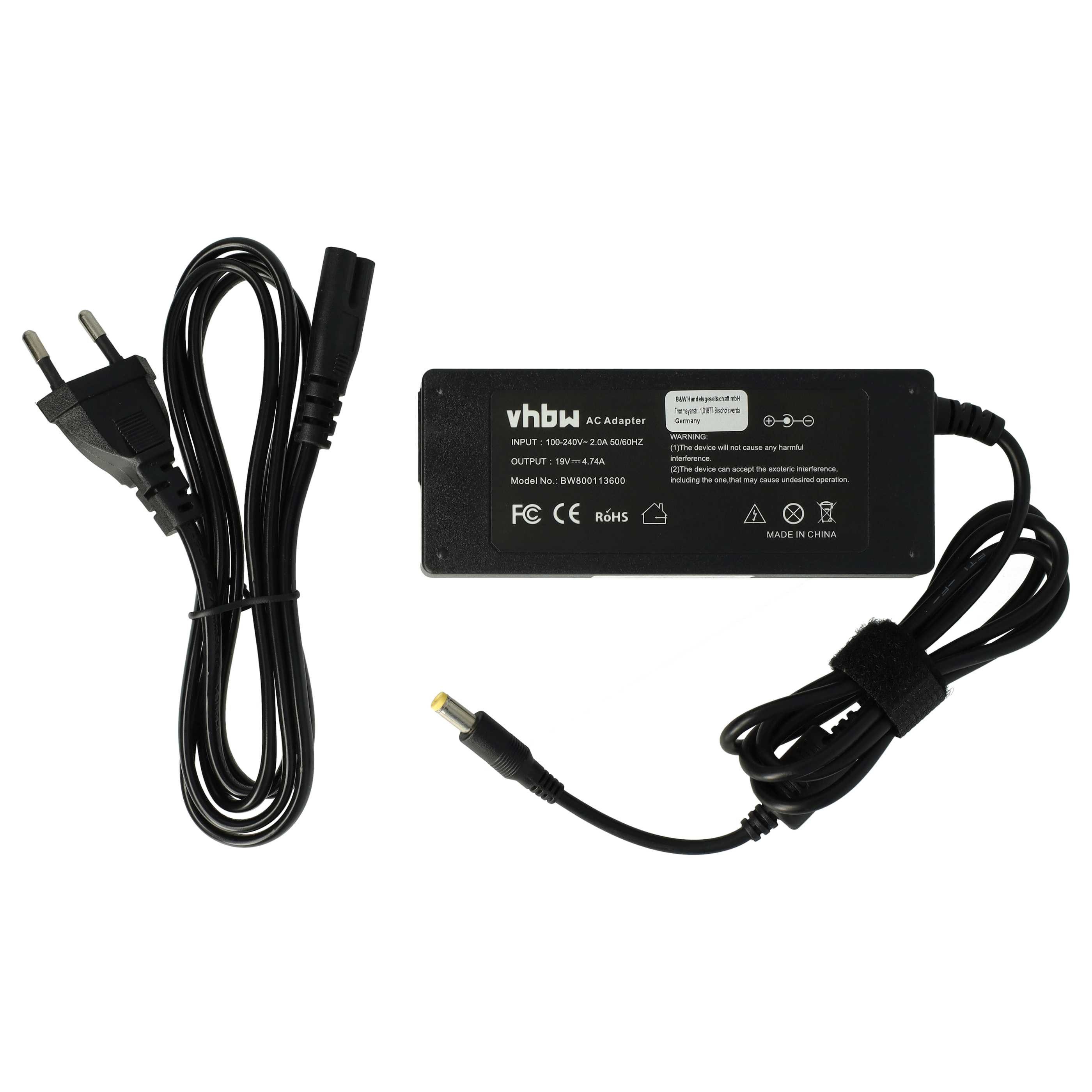 vhbw Ersatz für Toshiba PA3380E-1ACA, PA3380U-1ACA, PA3032U-1ACA, Notebook-Ladegerät