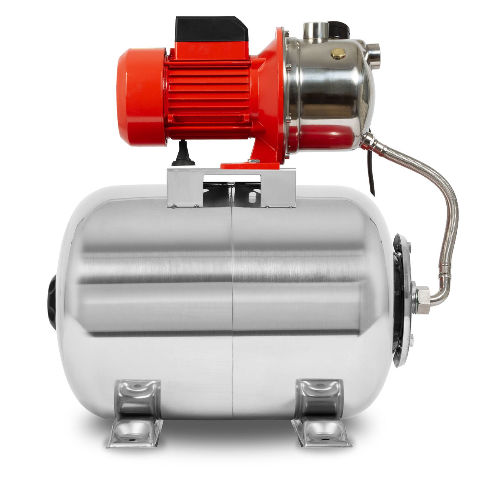 EBERTH Hauswasserwerk 3600 L/h Förderleistung, 5 bar Förderdruck, 750W, 9 m Ansaughöhe, 40 m Förderhöhe, 24 L Druckkessel Edelstahl