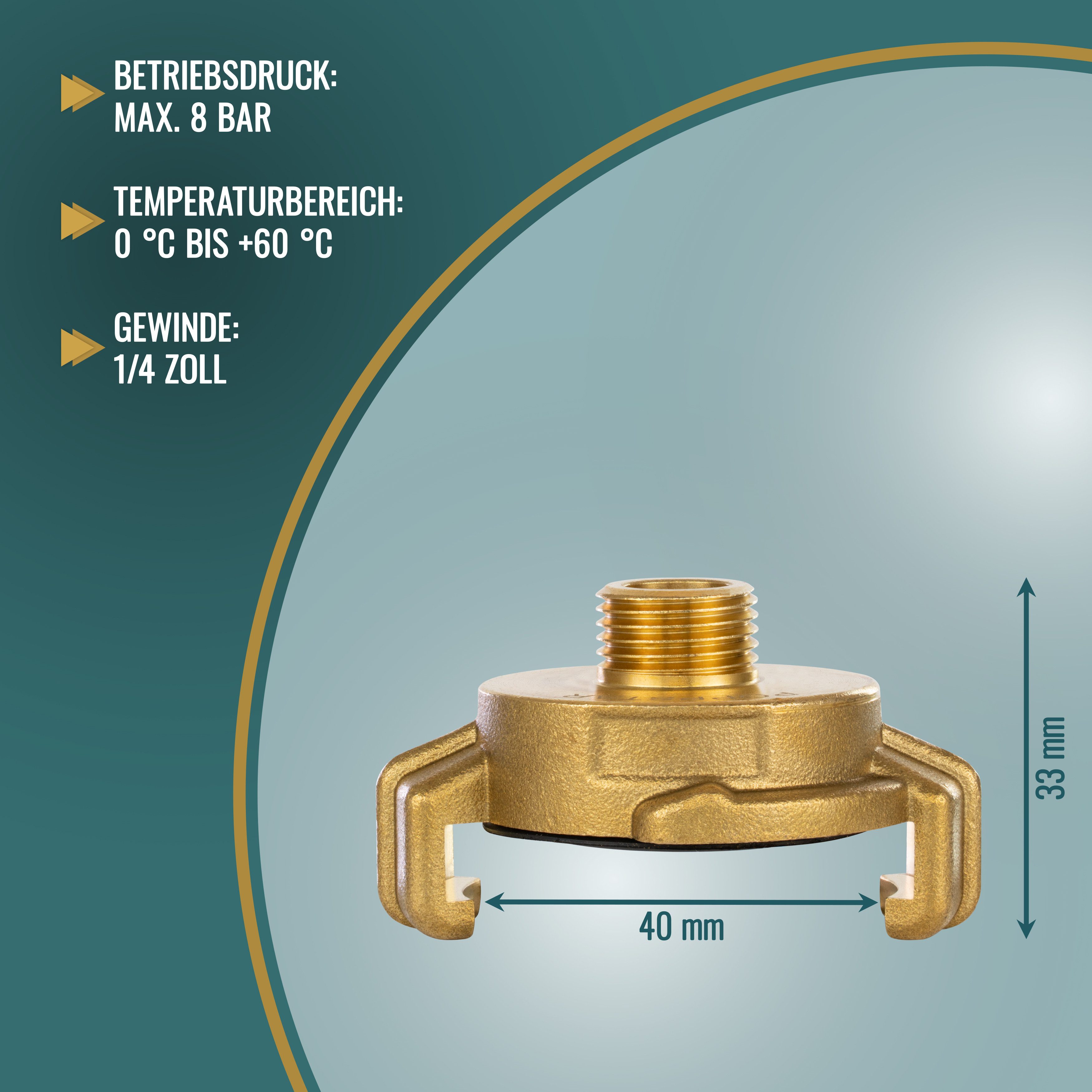 Poppstar Schlauchkupplung Schnellkupplung Messing mit Außengewinde auf System Geka-Anschluss, (1-tlg., Klauenkupplung), mit G 1/4 Zoll AG