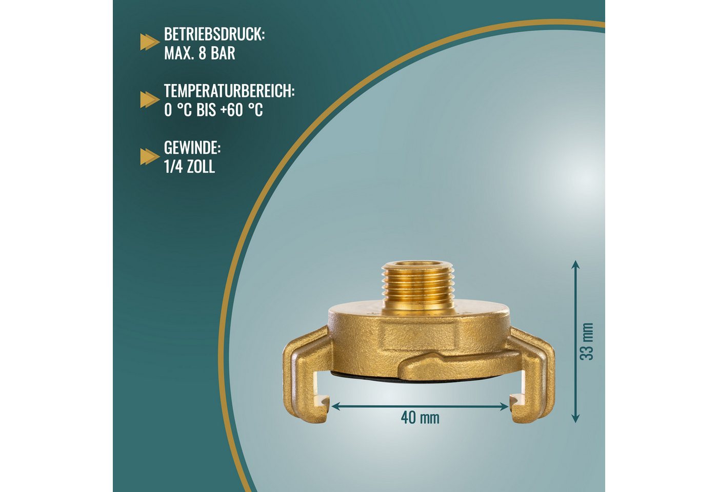 Thumbnail - Poppstar Schlauchkupplung Schnellkupplung Messing mit Außengewinde auf System Geka-Anschluss, (2-tlg., Klauenkupplung)