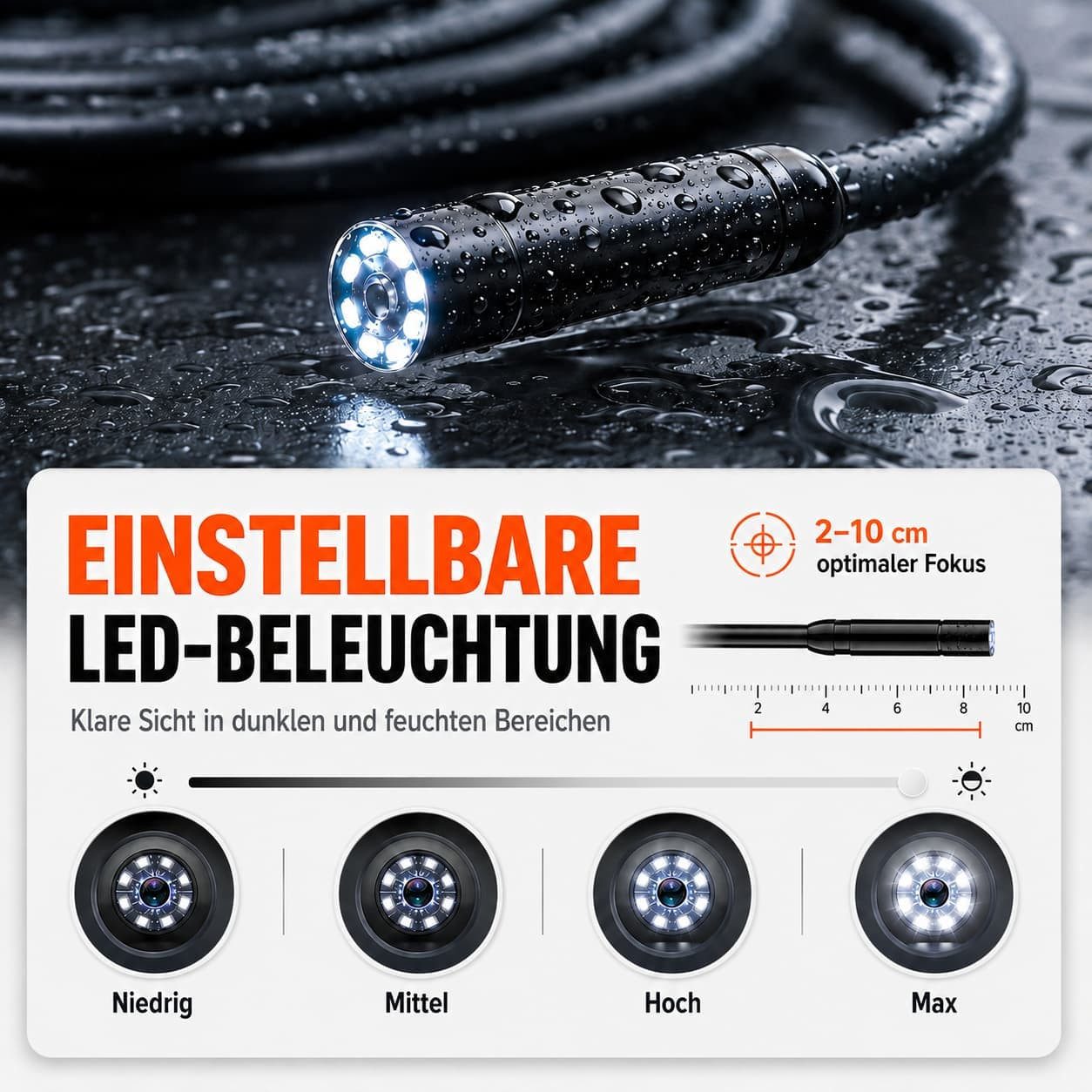 ANYSUN Endoskopkamera 4.3" IPS Bildschirm mit LED Licht HD Rohrkamera Inspektionskamera (Endoskop, Professionelles Endoskop 5 m Kabel für Auto, Haus & Rohrinspe – Bild 5 von 5