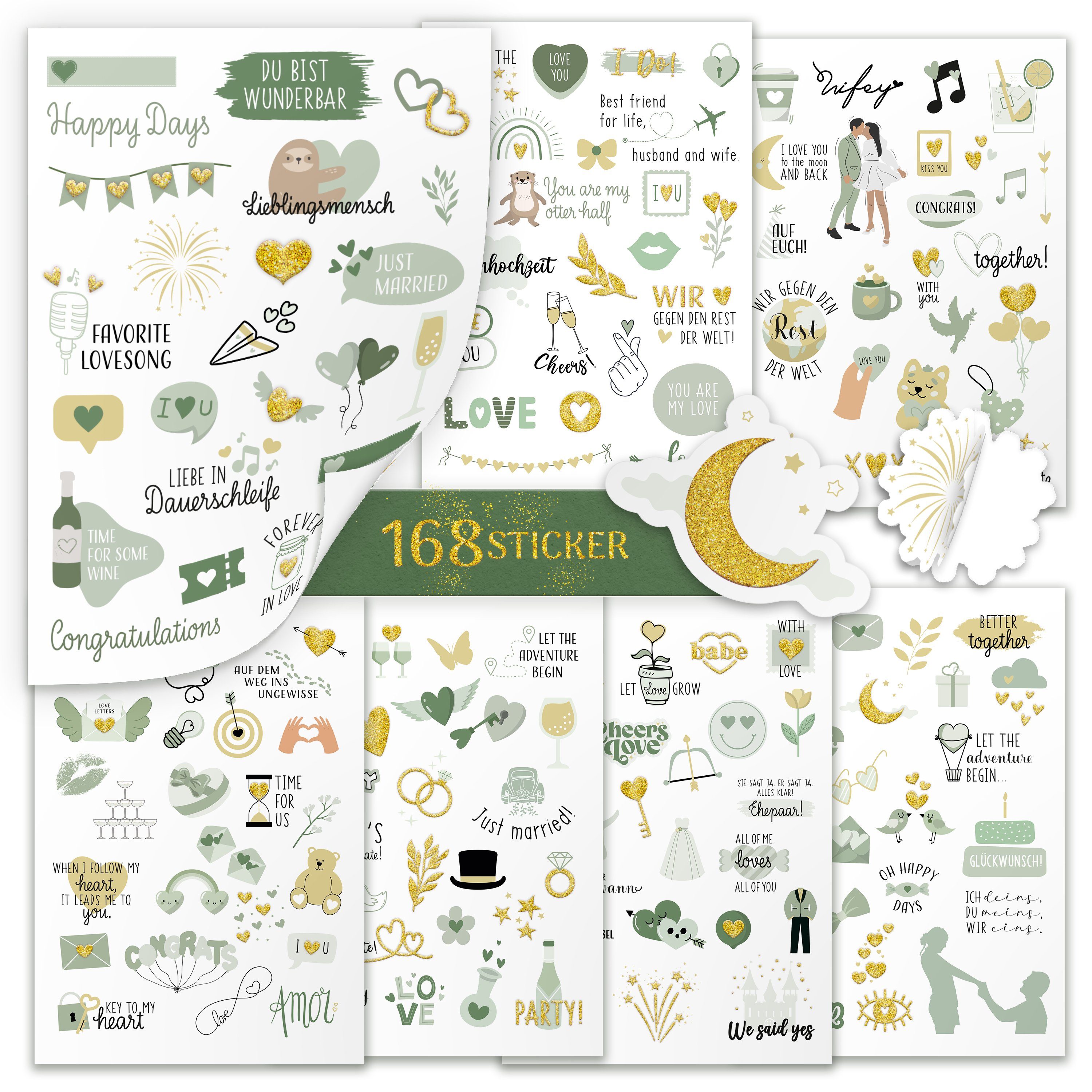Amari Hochzeitskarte AMARI ® Наклейки Hochzeit [168 Motive] - Veredelte Hochzeit Aufkleber