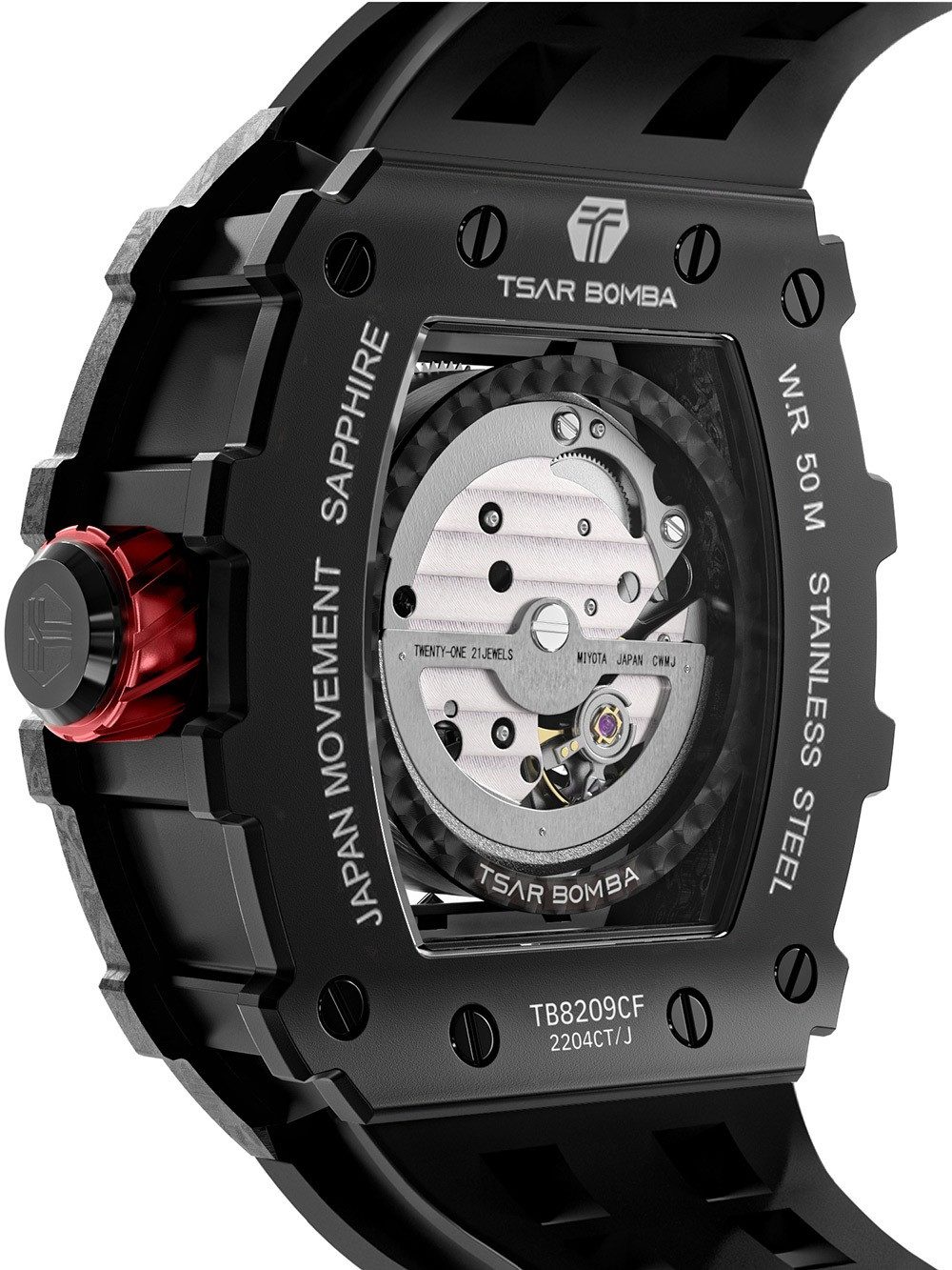 Tsar Bomba Automatikuhr Tsar Bomba TB8209CF-01 Herrenuhr Elemental Karbonfaser Automatik 44mm Tsar Bomba TB8209CF-01 Herrenuhr Elemental Karbonfaser Automatik 44mm 5ATM