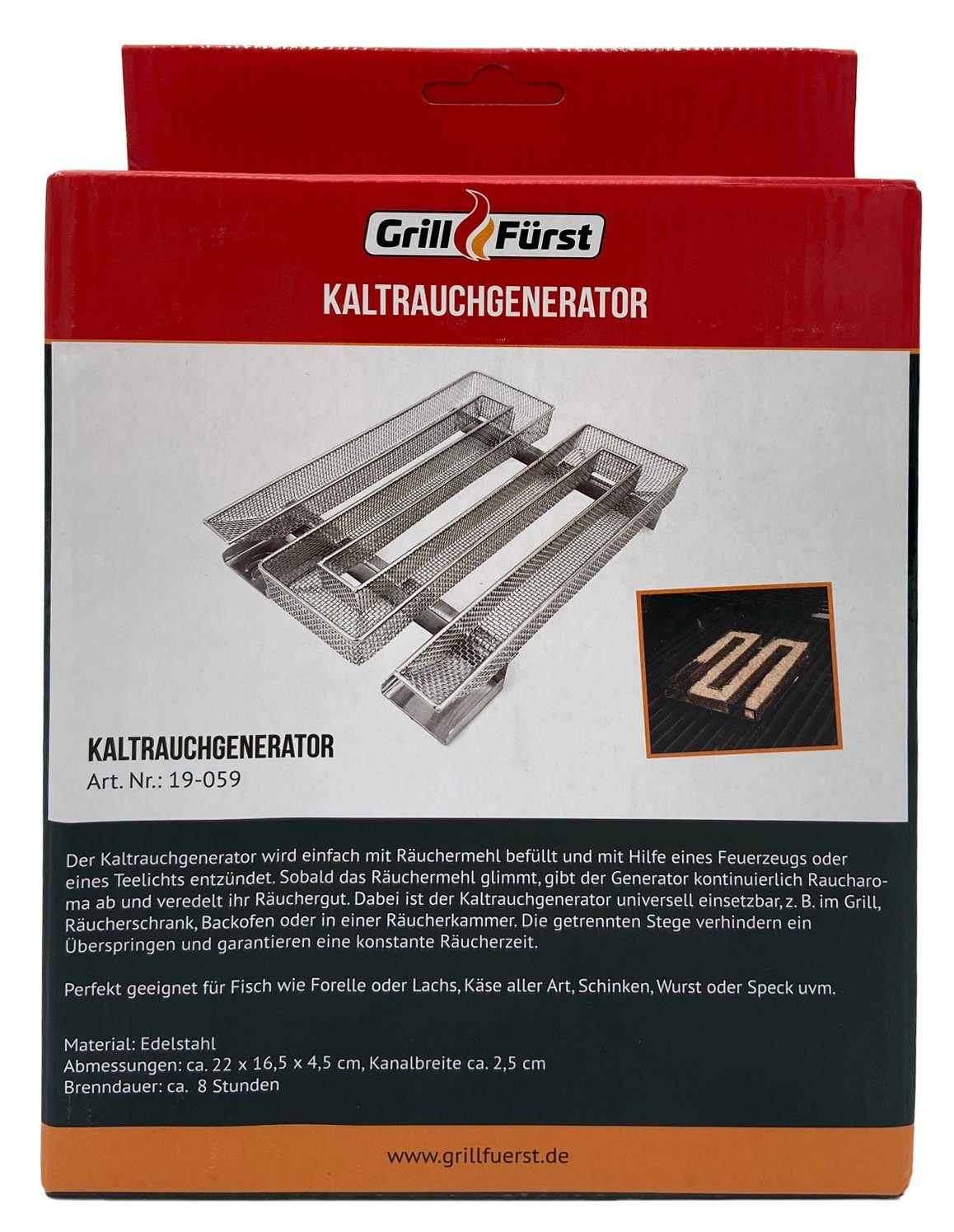 Grillfürst Räucherbox Grillfürst Kaltrauchgenerator / Räucherschnecke eckig