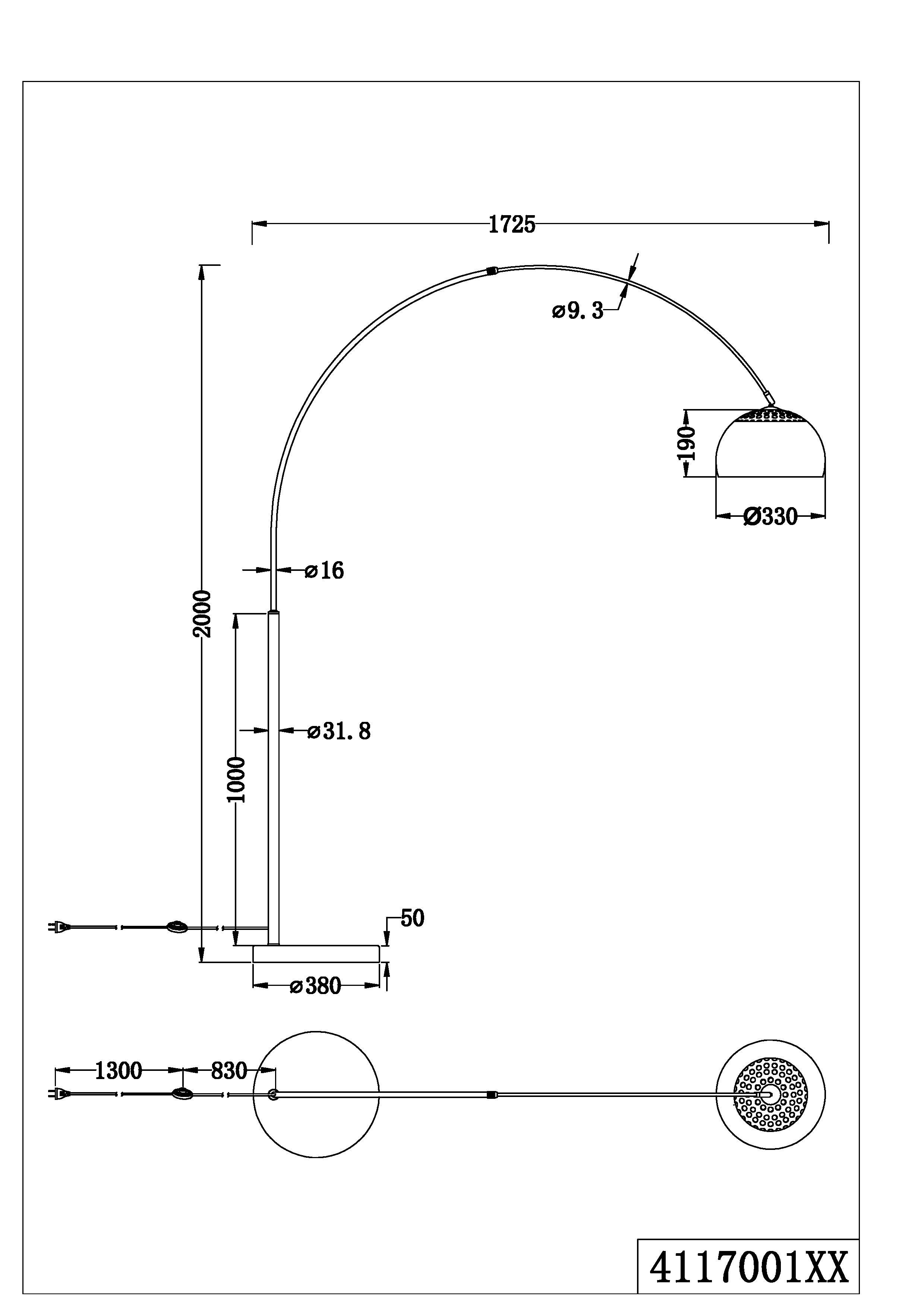 TRIO Leuchten Stehlampe ARGENTINA, Bogenleuchte exkl 1xE27 max 60W Höhe 200cm mit Fußschalter, Ein-/Ausschalter, Leuchtmittel wechselbar, warmweiß - kaltweiß, Stehleuchte nickel mit Fuß aus schwarzem Marmor, Wohnzimmer Bogenlampe