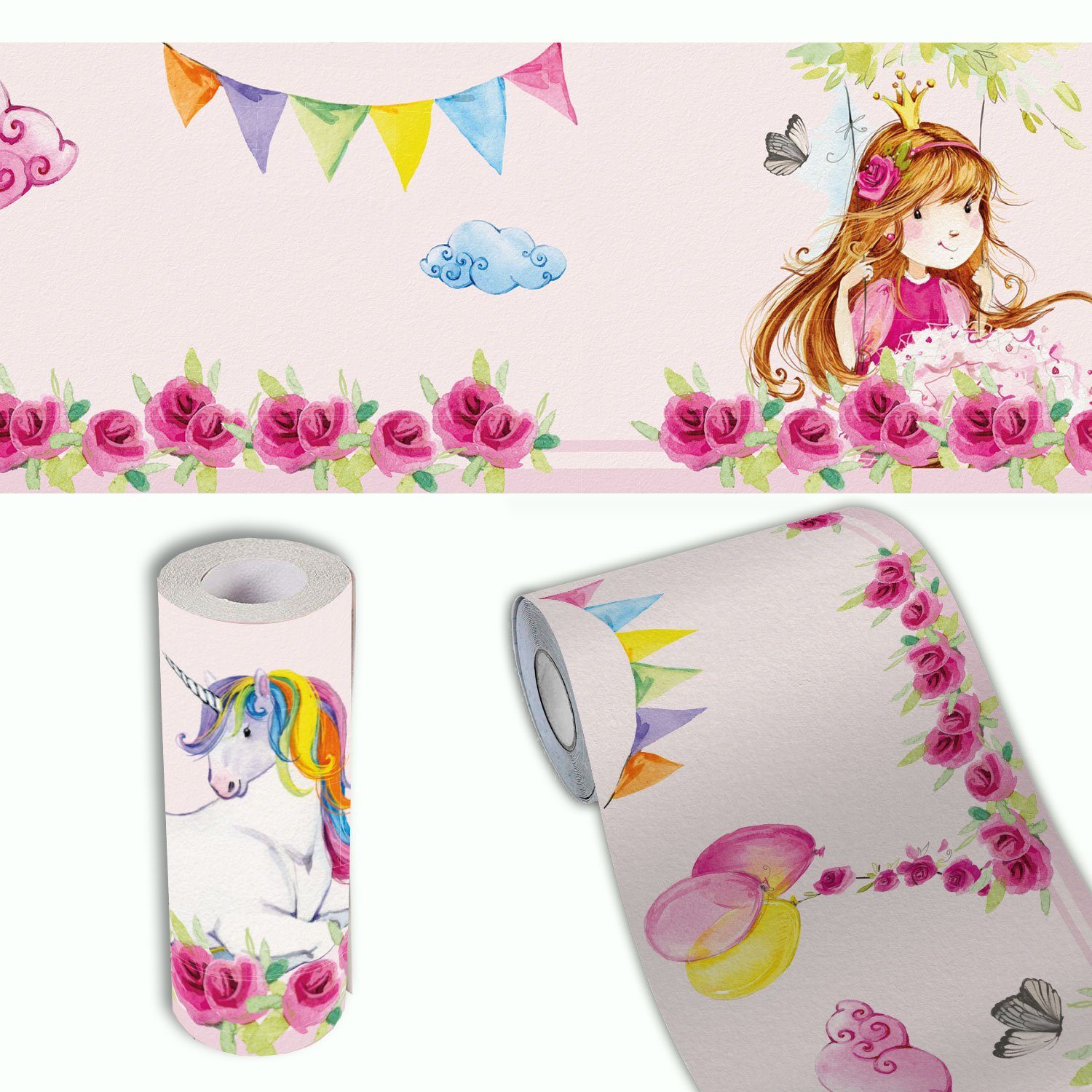 Sunnywall Bordüre Prinzessin (Bordüre - 400 cm), Prinzessin, (1 St), hochwertige 200 g/m² Vliestapete