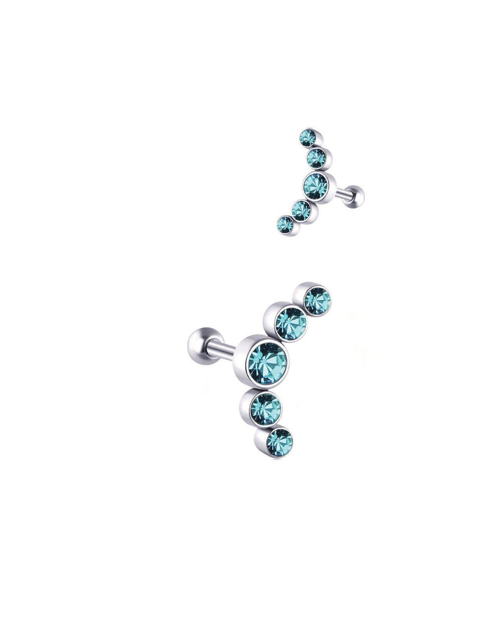 Paletti Single-Ohrstecker Helix Piercing mit blauen Farbsteinen, -