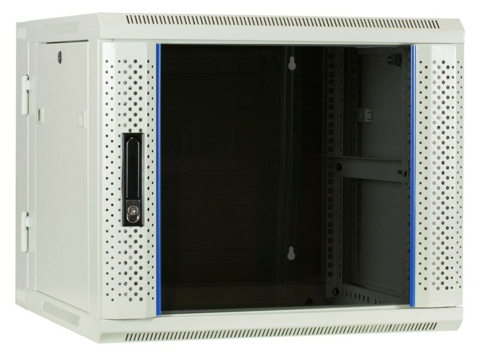 DSIT Wandgehäuse 9 HE Serverschrank, wendbares Wandgehäuse mit Glastür, Weiß (BxTxH)