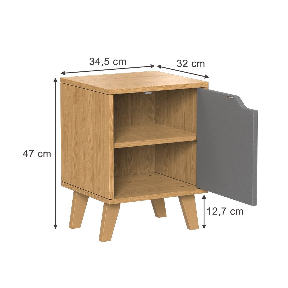 Vicco Nachtschrank Malu, Eiche/Anthrazit, 2 Teile günstig online kaufen