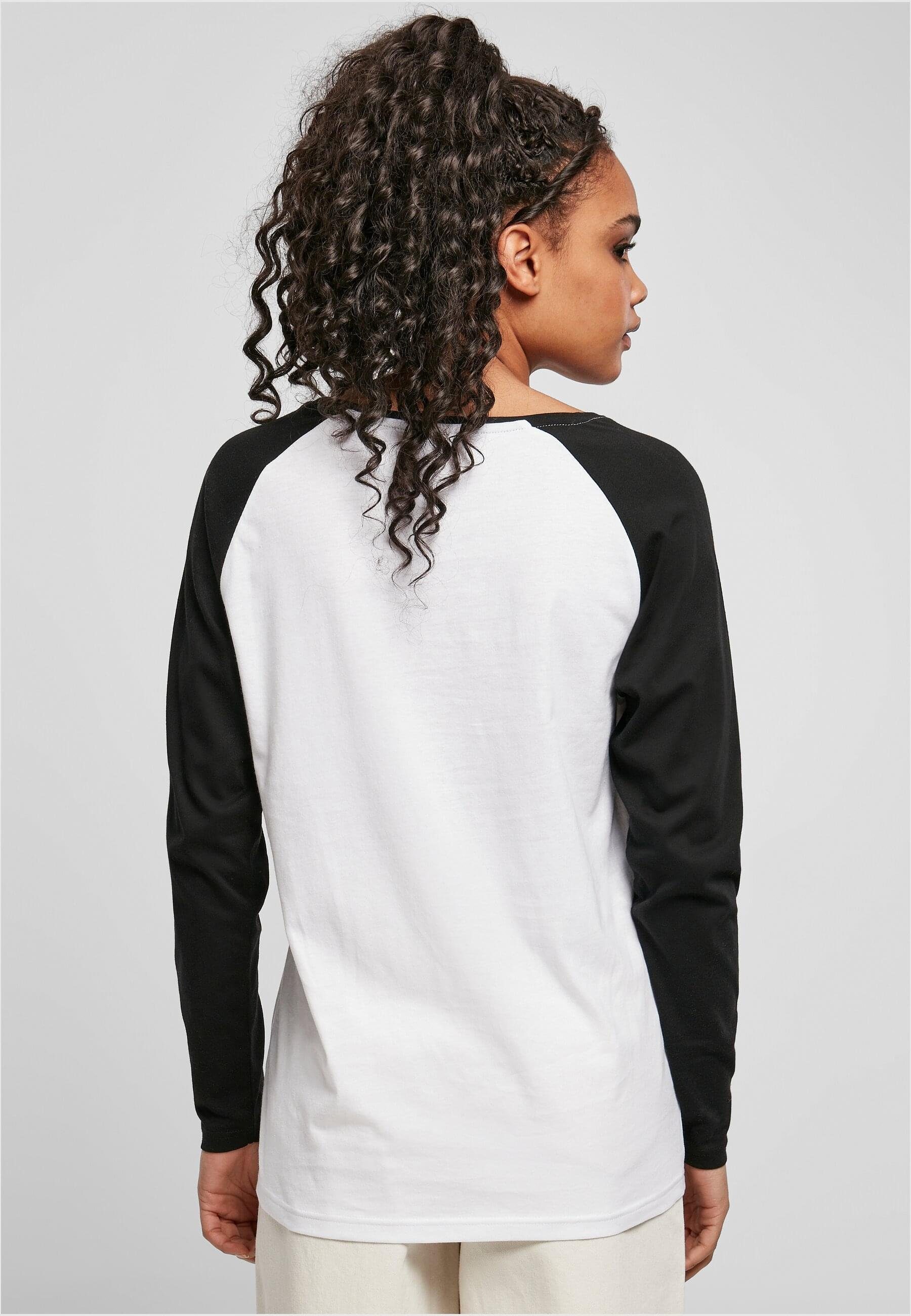 Longsleeve white/black (1-tlg) Contrast Langarmshirt Raglan Damen CLASSICS Ladies URBAN