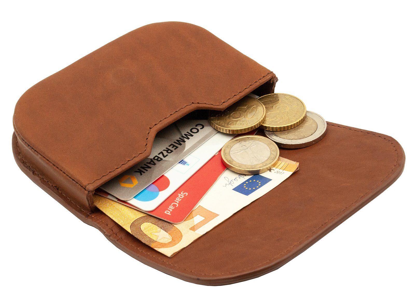 Kleingeldschütte Kleingeldbörse Leder für Mini Echt mit Münzen, Münzfach Münzbörse Geldbörse Benthill Kartenfächer
