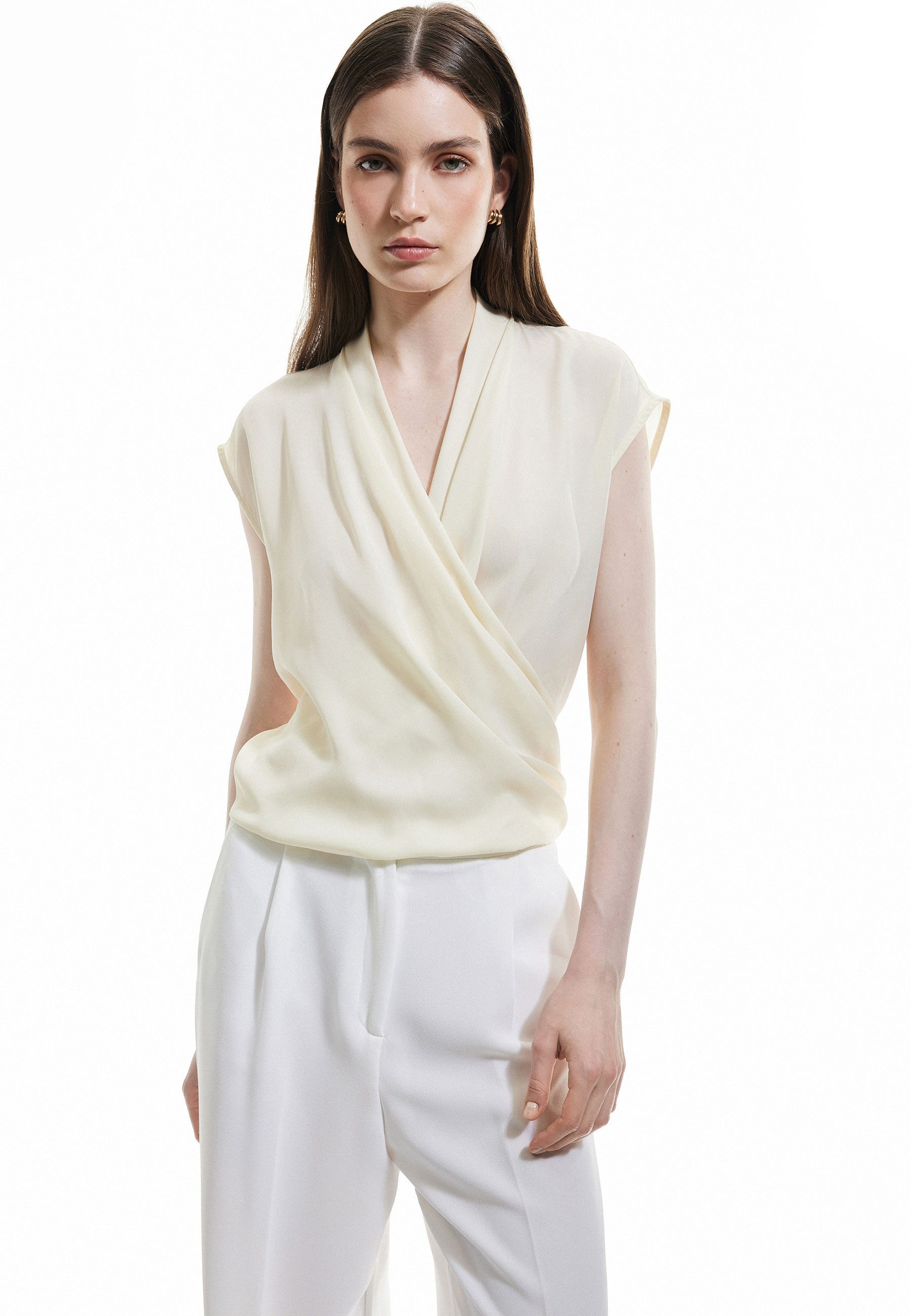 Koton Wickelbluse Ärmellos Doppelreihiger Kragen Wickelbluse günstig online kaufen