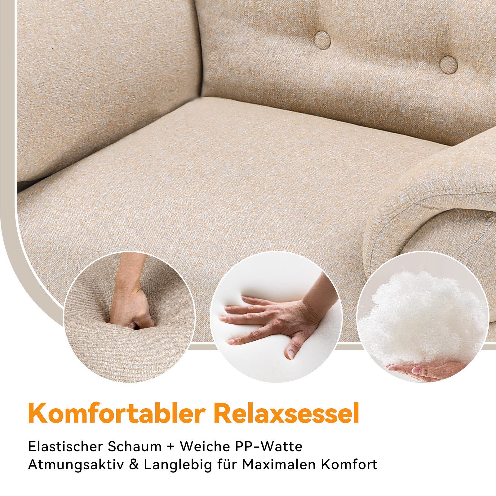 COMHOMA Relaxsessel Fernsehsessel mit Verstellbarer Rückenlehne Verstellung bis 160° (Relaxsessel mit Hocker) – Bild 3 von 5